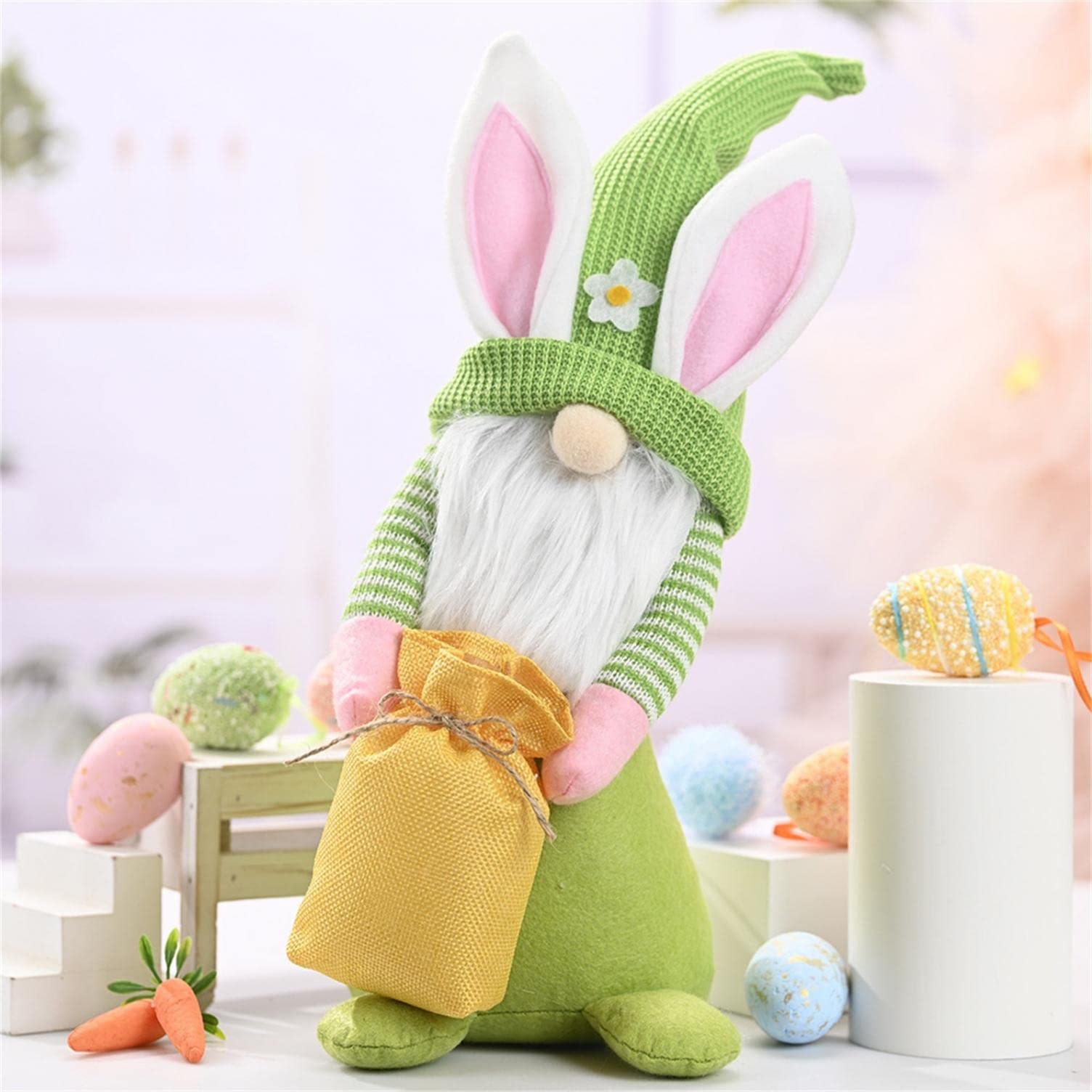 Handmade Swedish Easter Bunny Gnomes Decor - Faceless Dwarf Plush Doll, Easter Gifts for Kids, Spring Home Holiday Decoration, Rabbit Ornament for Easter Egg Hunt & Spring Party Decorations