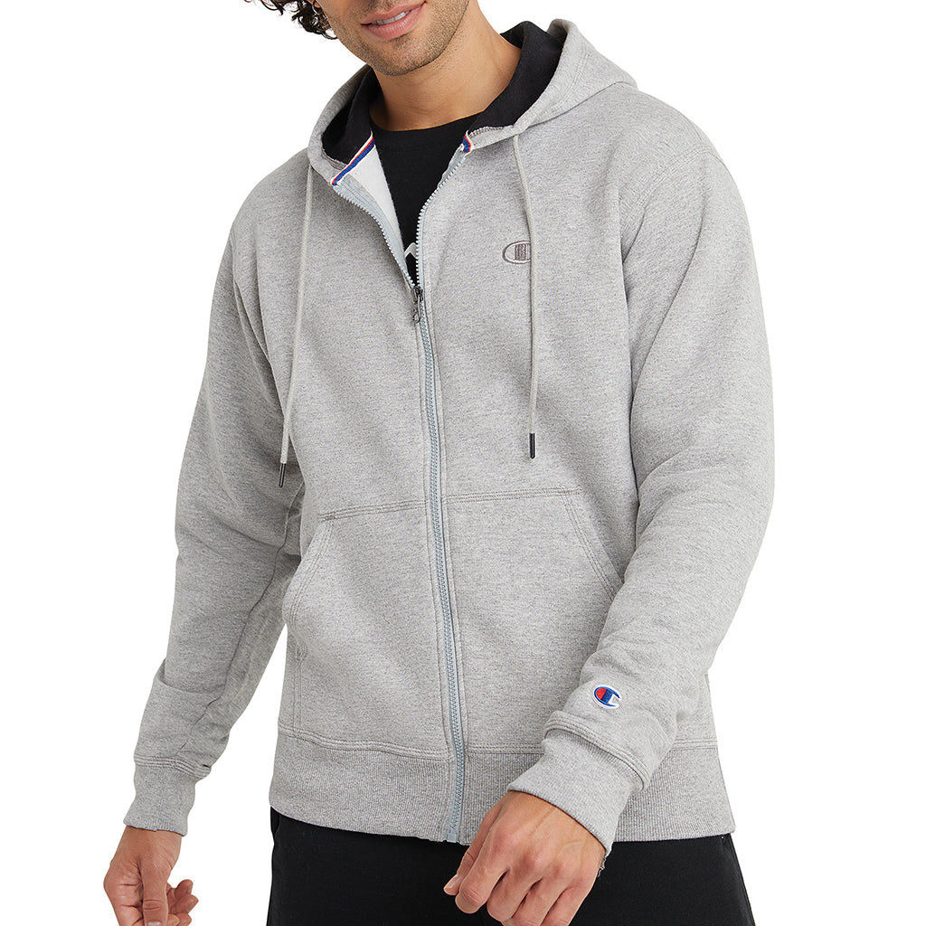 Champion Men's Small Logo Zip-Up Hoodie - Casual Comfort for Everyday Wear, Gym & Outdoor Activities