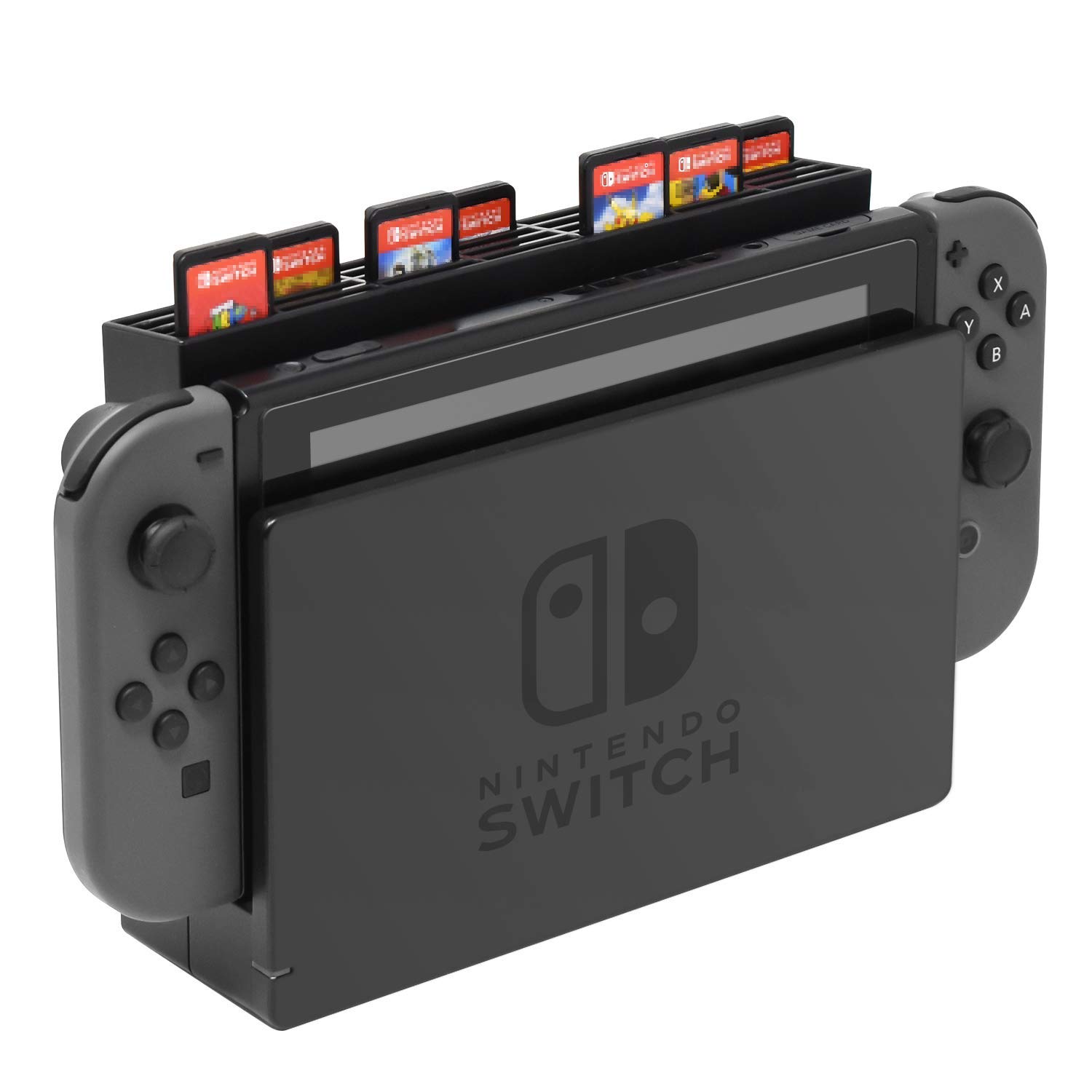 Skywin Nintendo Switch Game Console Organizer - 28 Game Card Holder & Playing Cards Storage Case | Compatible with Nintendo Switch, Switch Lite & Dock | Portable Standalone or Dock Mount | Perfect for Travel, Gaming Parties & Home Organization