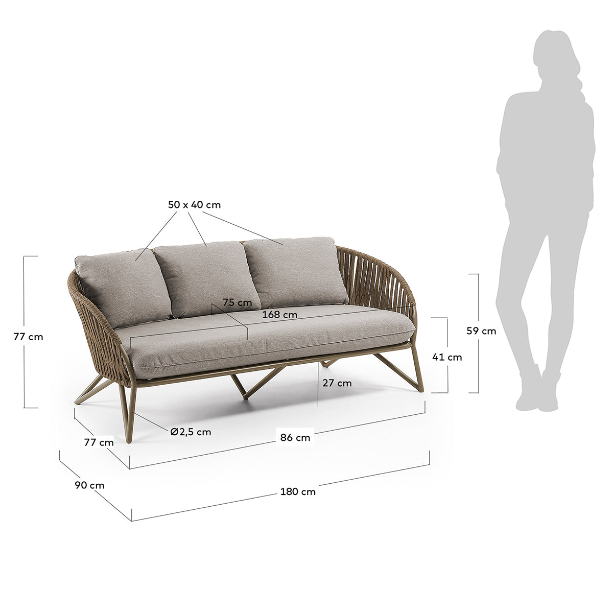 Branzie 3-Seater Outdoor Patio Sofa Set - Waterproof Wicker Furniture for Garden, Backyard, Poolside & Balcony - Comfortable All-Weather Lounge Seating