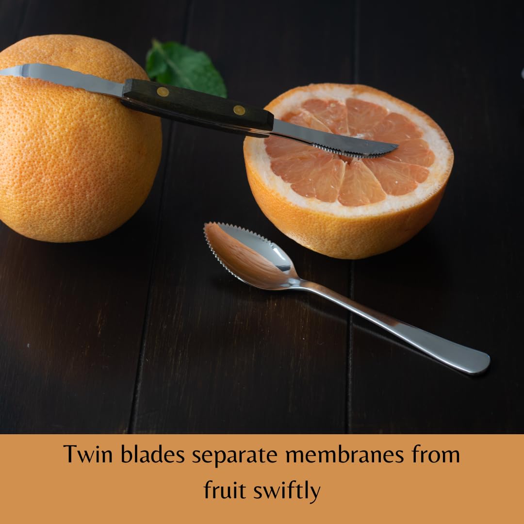 Premium Grapefruit Spoon Set of 4 with Stainless Steel Knife & Storage Keeper - Perfect for Breakfast, Fruit Salad, and Healthy Snacking