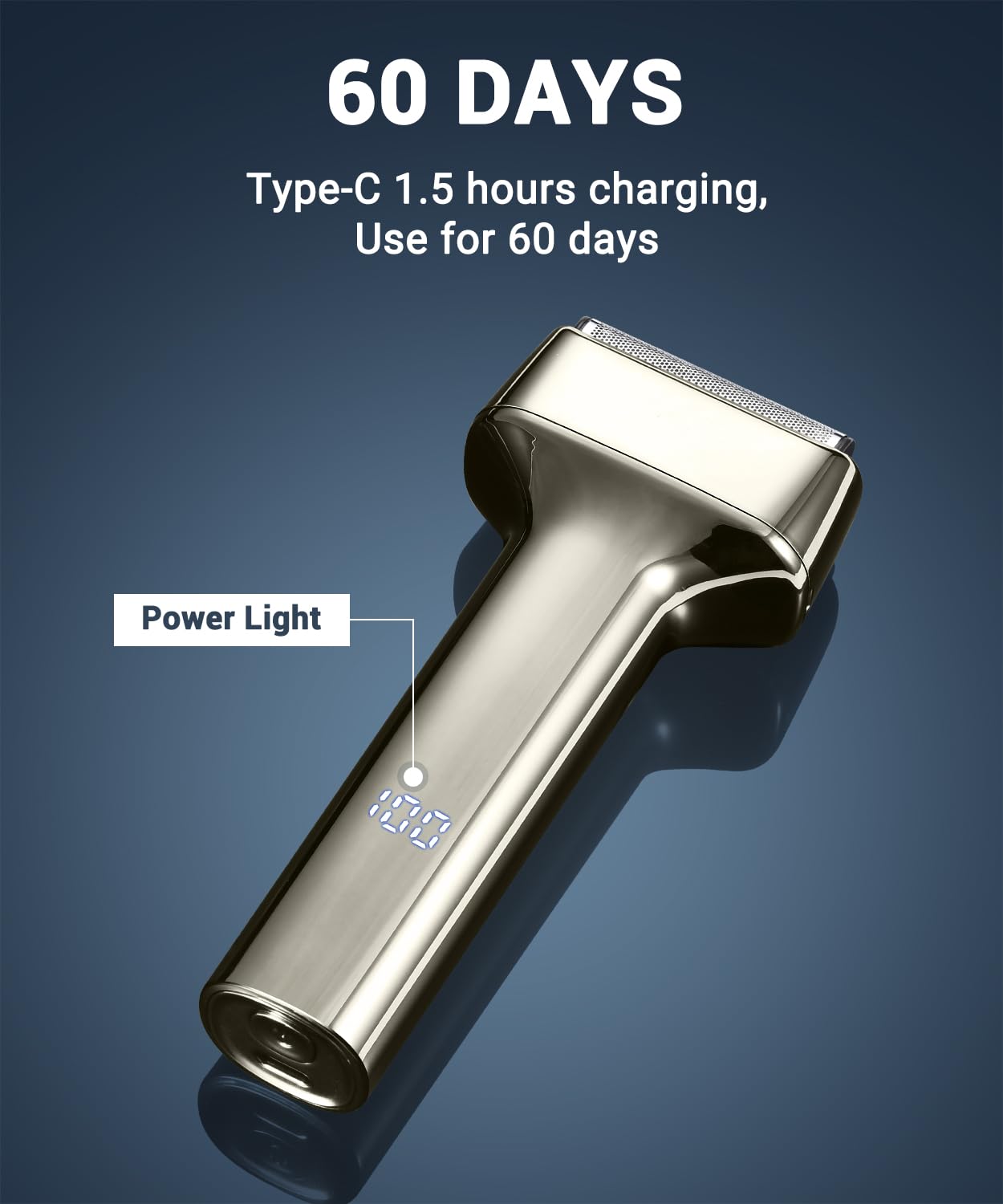 Reciprocating Electric Shaver for Men - USB-C Rechargeable Wet & Dry Shaving with Power Display - Best for Travel, Home & Gym Use - Smooth & Easy Shaving Experience
