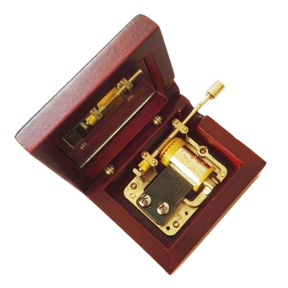 18-Note Hand Crank Wooden Musical Box with Gold-Plated Movement - Rosewood Music Gift Box Plays Ode to Joy - Perfect for Weddings, Anniversaries & Romantic Gifts