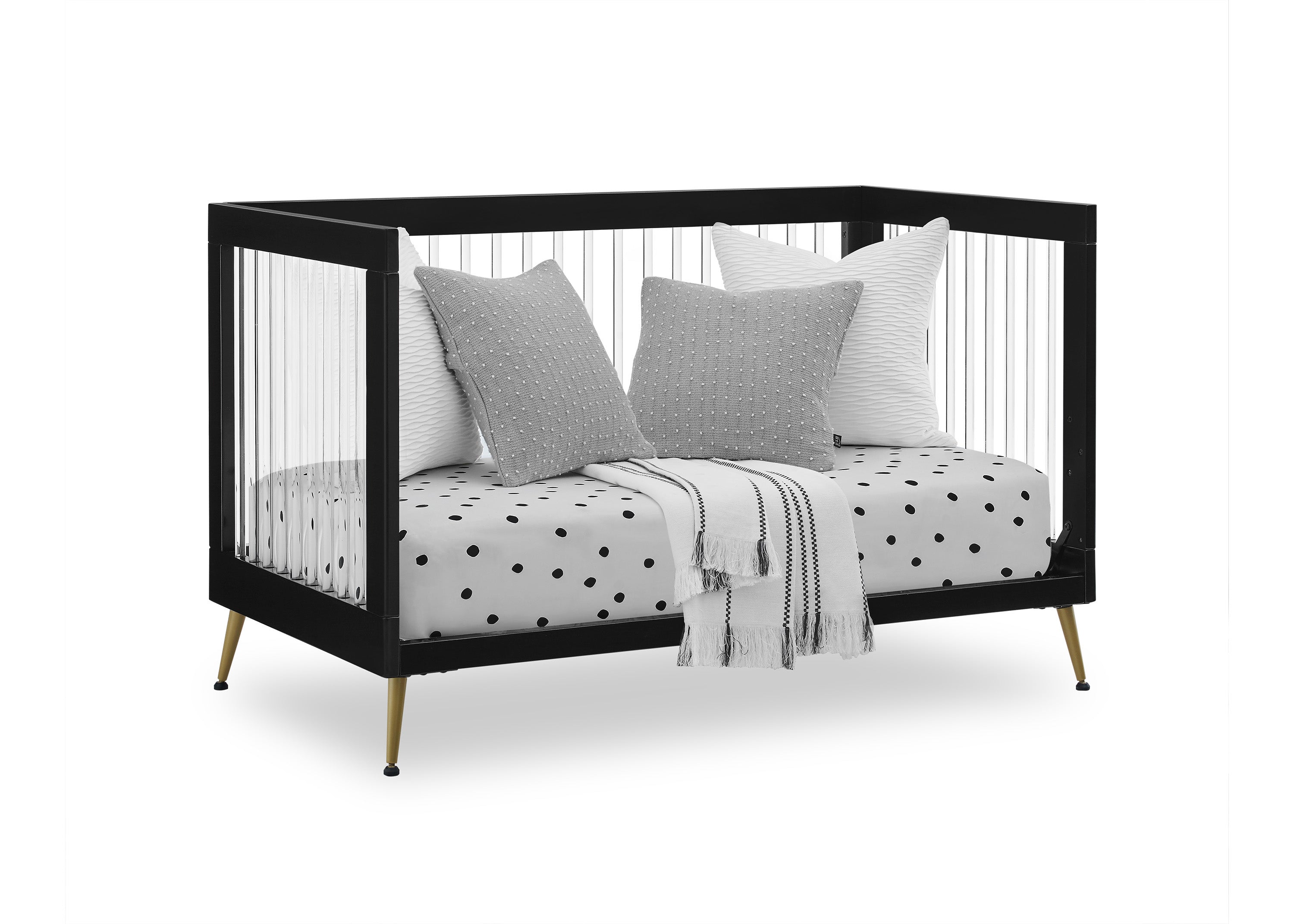 Sloane 4-in-1 Convertible Acrylic Baby Crib - Nursery Furniture for Newborn to Toddler Bed | Modern & Safe Sleeping Solution for Infants