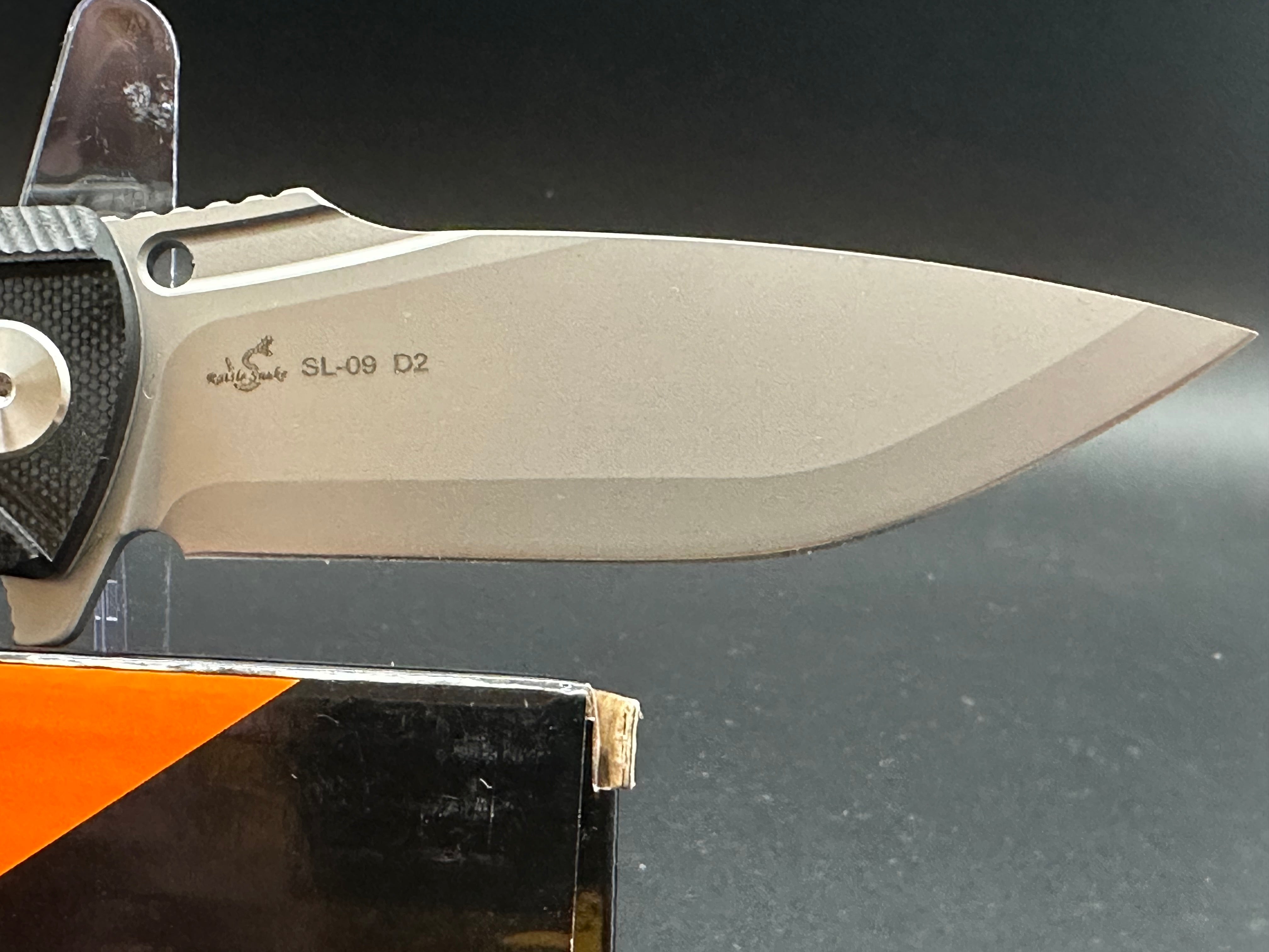 SIXLEAF SL 09 Folding Knife - Black G10 Handle, D2 Steel Plain Edge Blade - EDC, Camping, Hunting & Outdoor Survival Tool