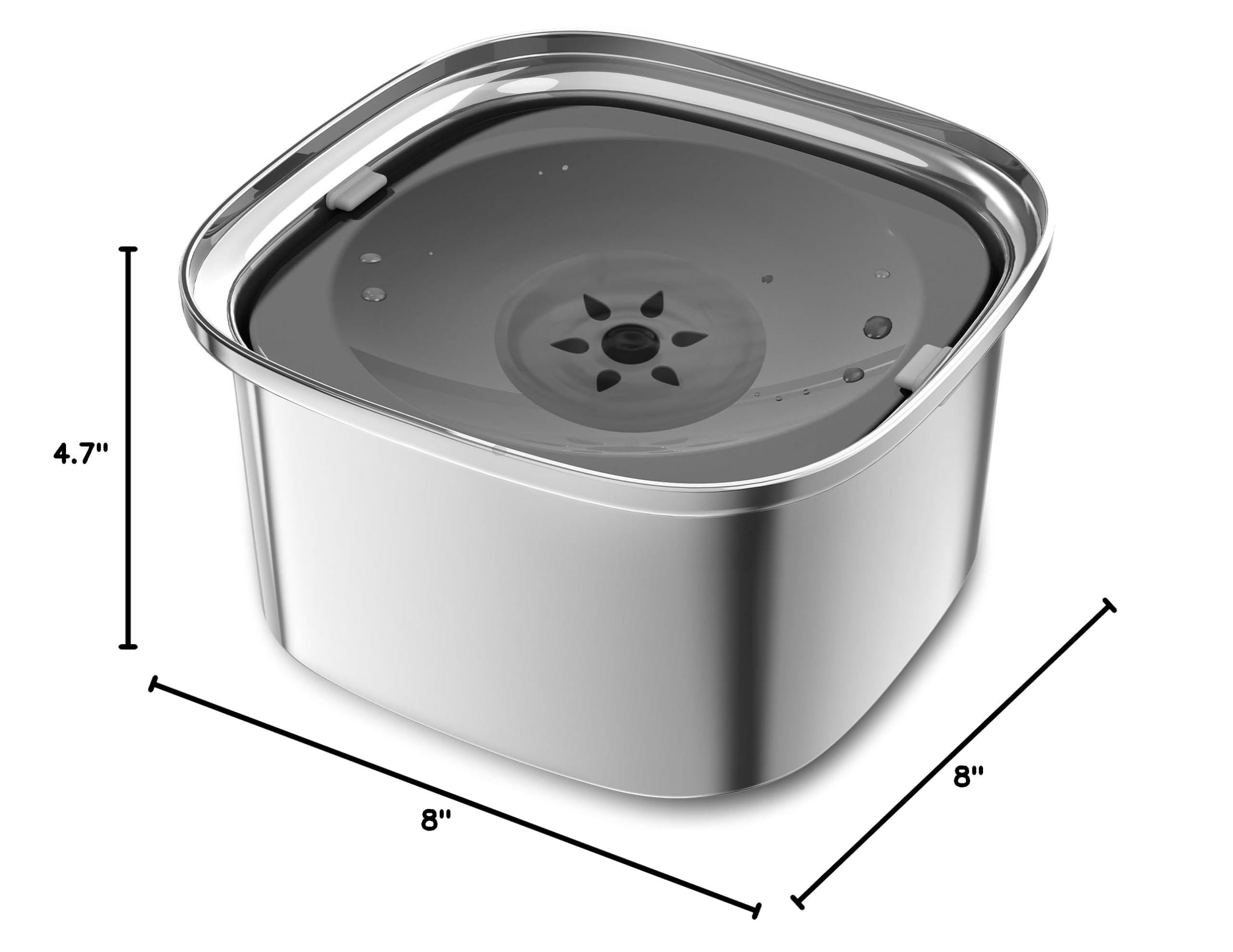 Decflow 3L Stainless Steel Slow Drinking Dog Bowl with Lid - No Spill Water Bowl for Large Dogs, Splash Proof Travel Pet Water Dispenser - Perfect for Car Rides, Outdoor Adventures & Messy Drinkers