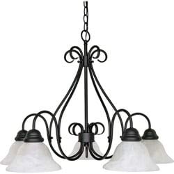 5-Light Chandelier with Swirl Glass Shades - Textured Black Metal Finish - Perfect for Dining Room, Bedroom or Entryway Lighting