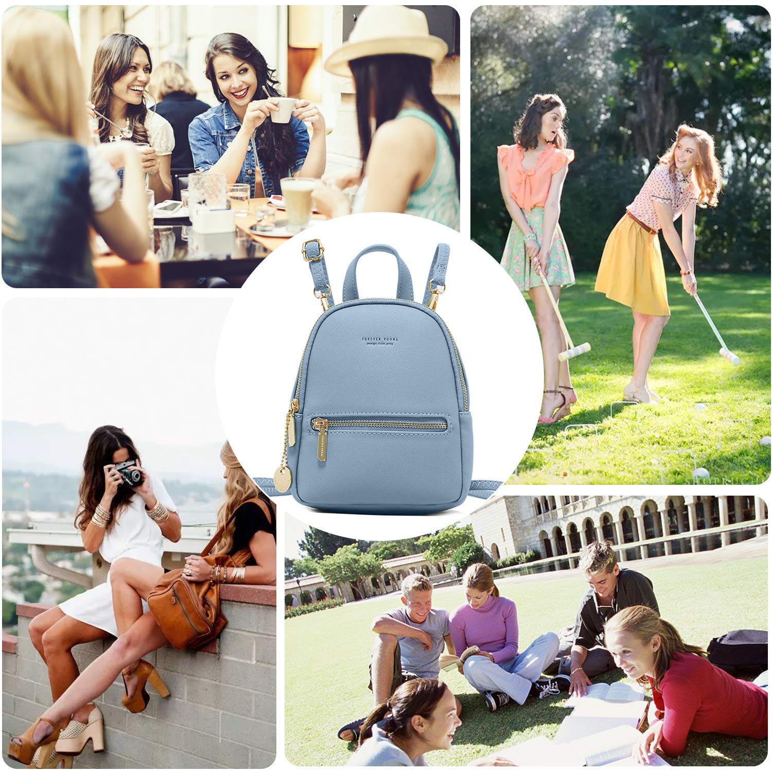 FANDARE Mini Backpack for Women - Stylish Small Crossbody Bag, Waterproof PU Leather Shoulder Bag for Travel, School & Daily Use | Perfect as Girls Daypack, Work Purse & Casual Handbag