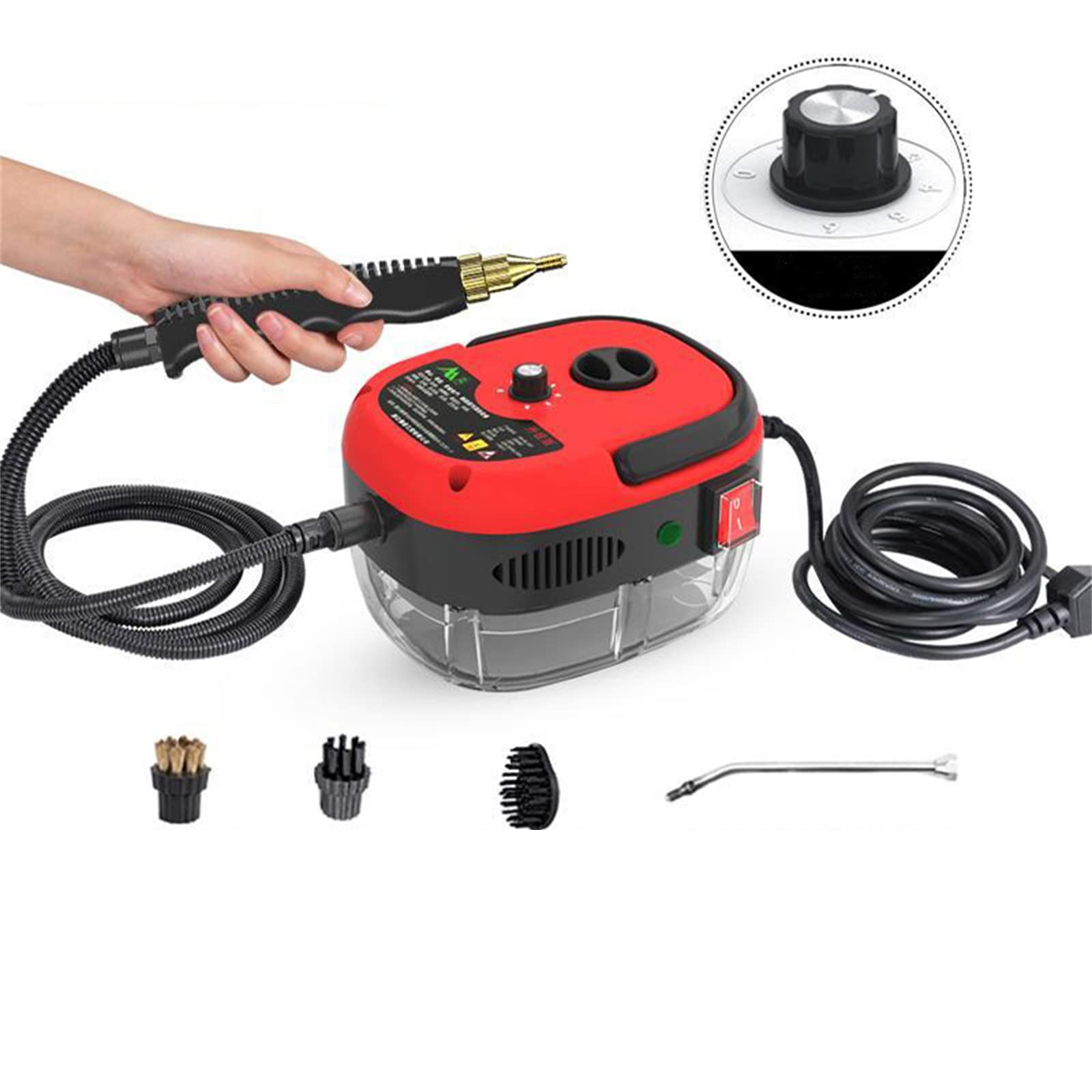 2500W High Pressure High Temperature Portable Handheld Steam Cleaner - 6 Adjustable Levels for Kitchen, Bathroom, Furniture & Car Cleaning - Deep Clean Grease, Grime & Stains with Powerful Steam
