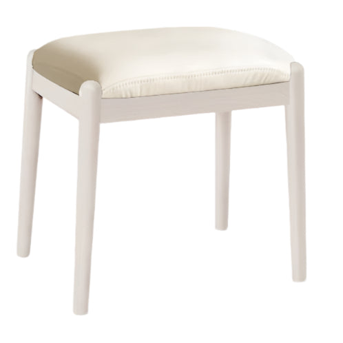 Solid Oak & Birch Wood Square Makeup Stool - Soft Padded Seat for Vanity, Dressing Room, and Bedroom Decor