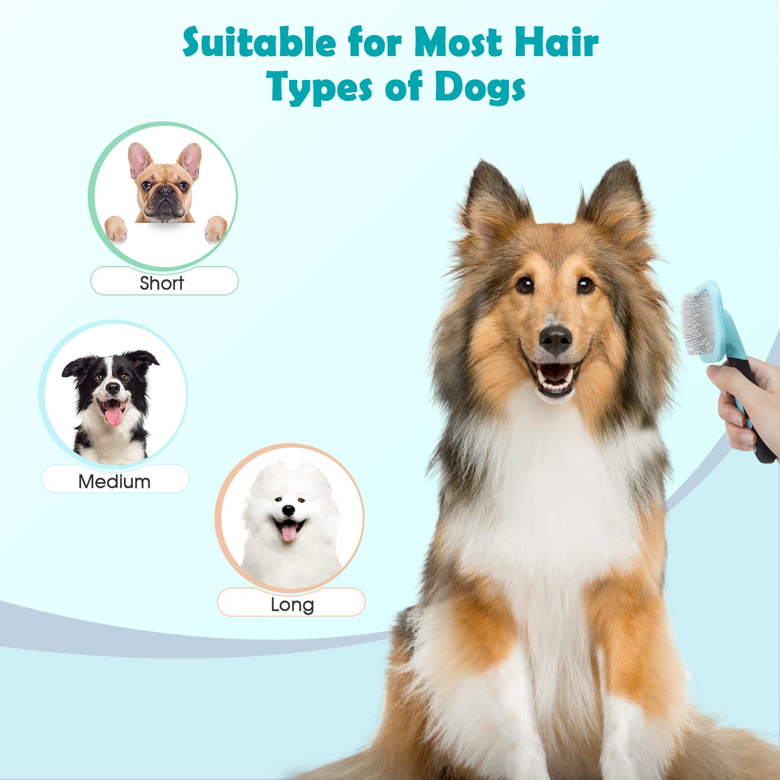 PETPAWJOY Slicker Brush for Dogs & Cats - Gentle Pin Brush for Shedding, Grooming Small Dogs, Puppies, Yorkies, Poodles & Rabbits - Perfect for Daily Coat Care & Detangling Fur at Home