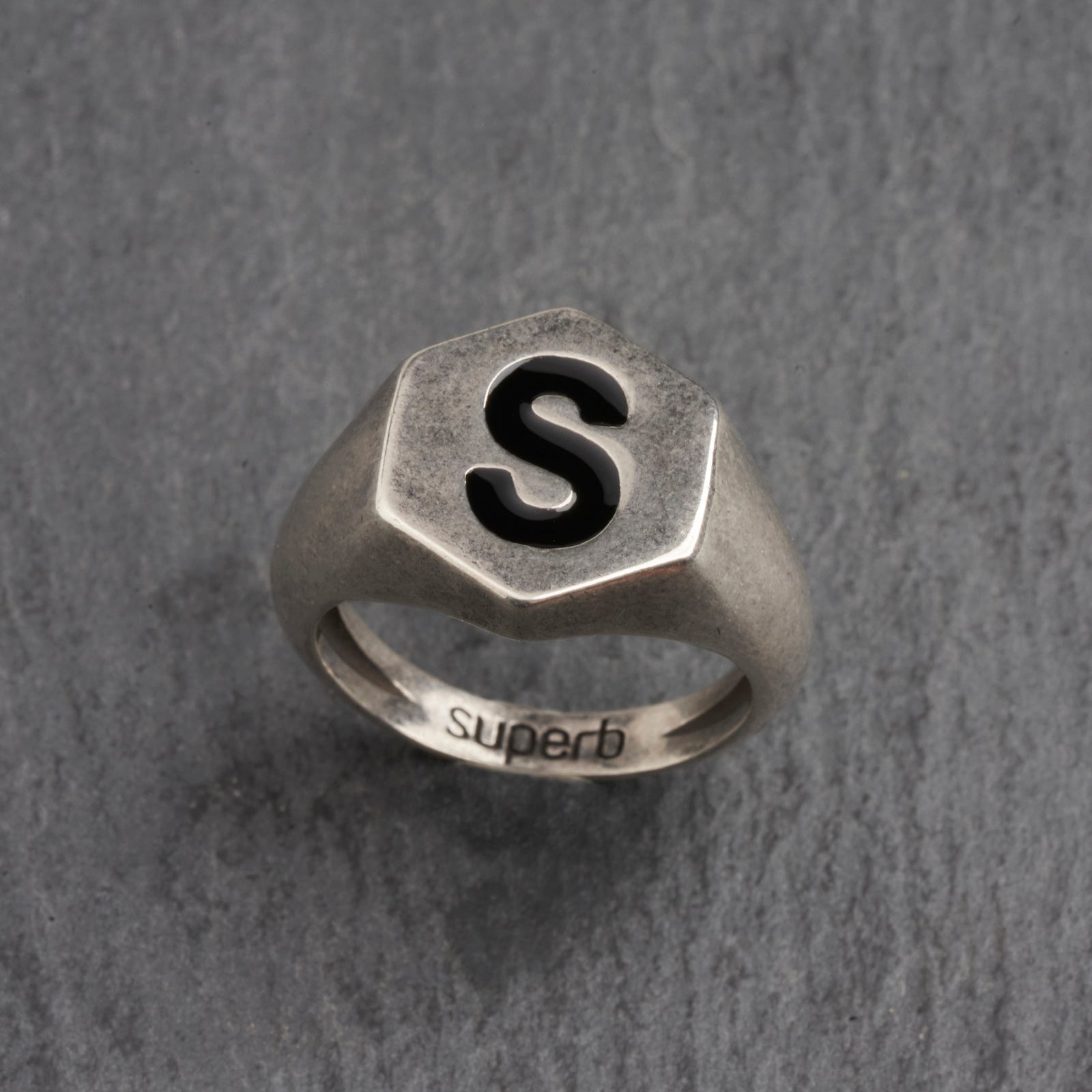 Hexagon Black Silver Ring for Women - Elegant Geometric Jewelry for Daily Wear, Parties & Gifts
