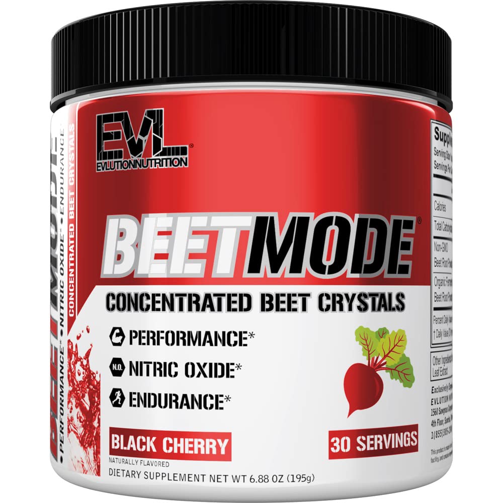 EVLution Nutrition BeetMode Pre-Workout Powder - Black Cherry Flavor (195g) | Natural Energy & Endurance Booster for Athletes & Fitness Enthusiasts