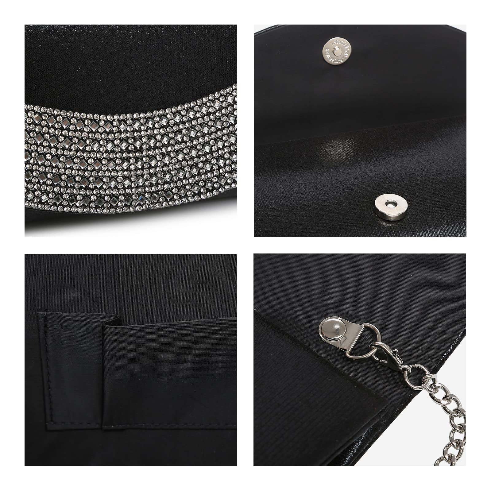 Dasein Women's Rhinestone Clutch Purse - Elegant Evening Bag for Wedding, Party, Prom & Formal Events | Perfect for Brides, Bridesmaids & Special Occasions