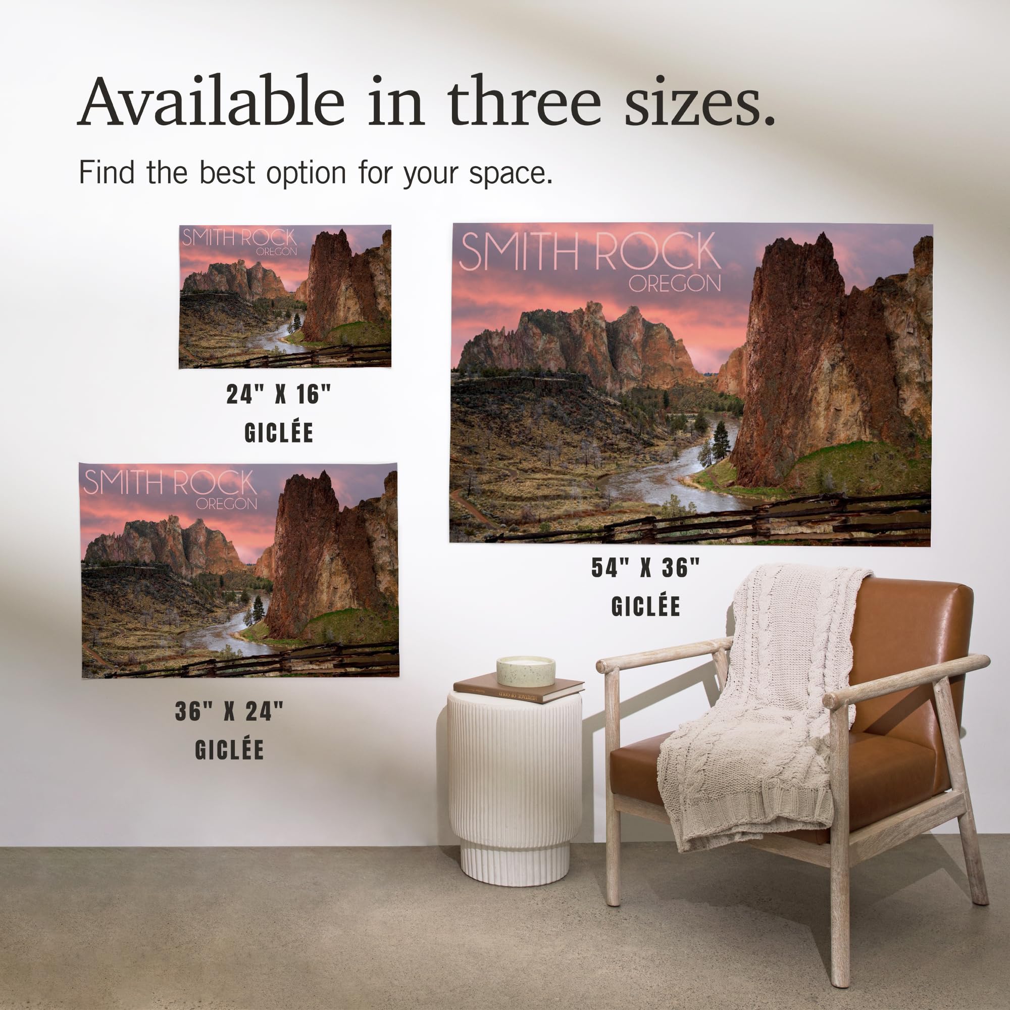 Lantern Press 16x24 Inch Giclee Art Print Wall Decor - Oregon Smith Rock Landscape Painting - Perfect for Living Room, Bedroom & Office Decor