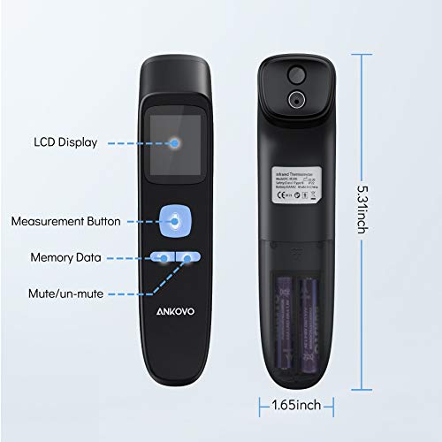 ANKOVO Non-Contact Infrared Thermometer - 2-in-1 Dual Mode Digital Thermometer for Adults, Babies & Kids - Fast & Accurate Forehead & Ear Temperature Reading - Perfect for Home, Office & Travel Use