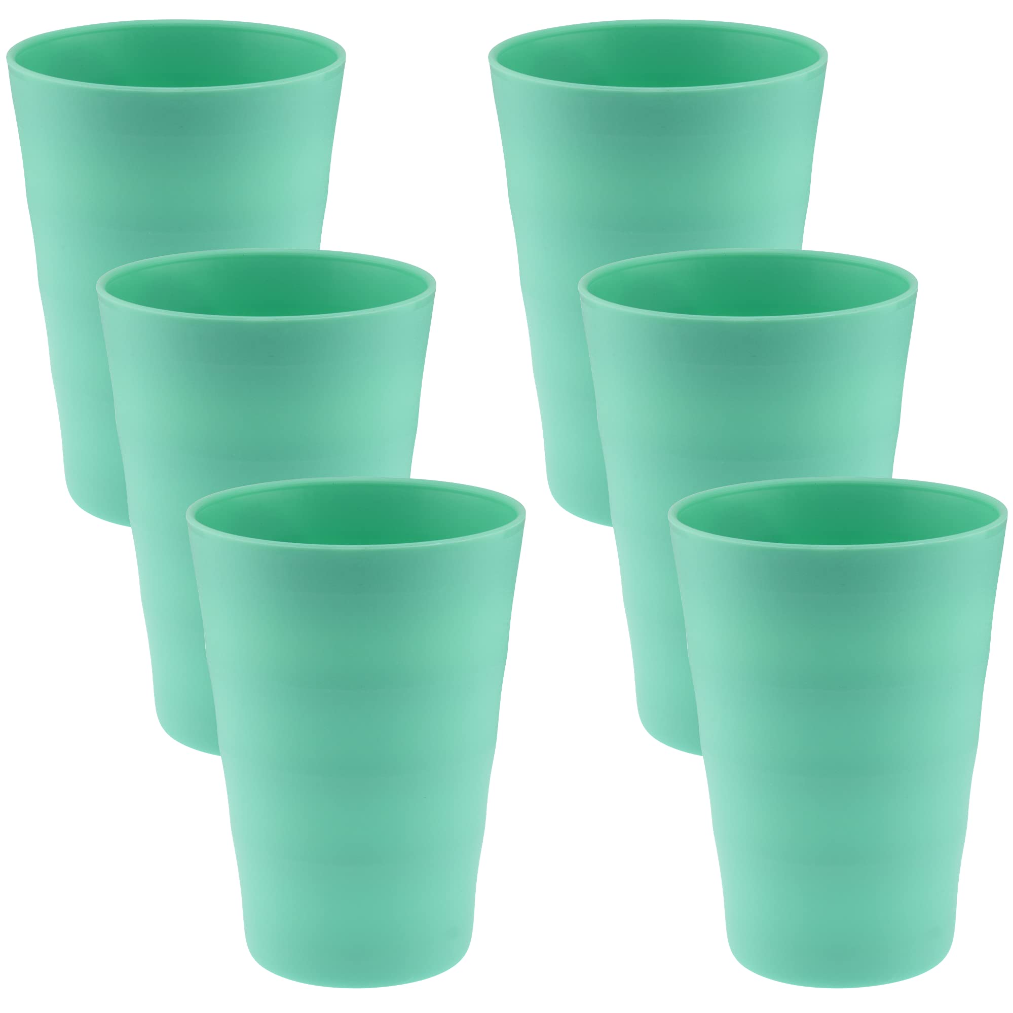 YBM 12oz Unbreakable Plastic Cups - Durable Reusable Drinking Glasses for Kids & Adults, Set of 6 (Green) - Perfect for Parties, Picnics, and Outdoor Events