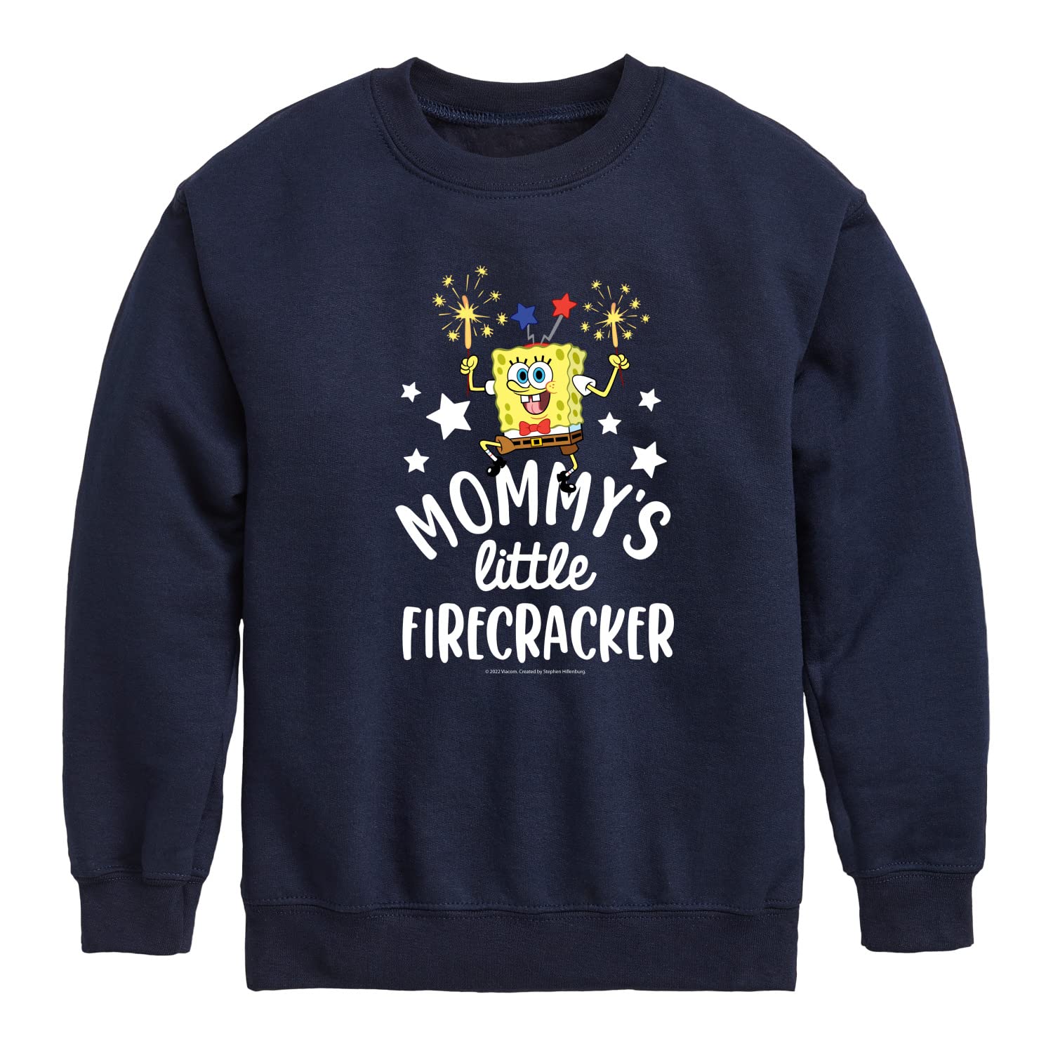 HYBRID APPAREL Spongebob Squarepants Mommy's Little Firecracker Fleece Sweatshirt for Toddler & Youth | Soft Crewneck Pullover | Birthday Gift & Casual Wear