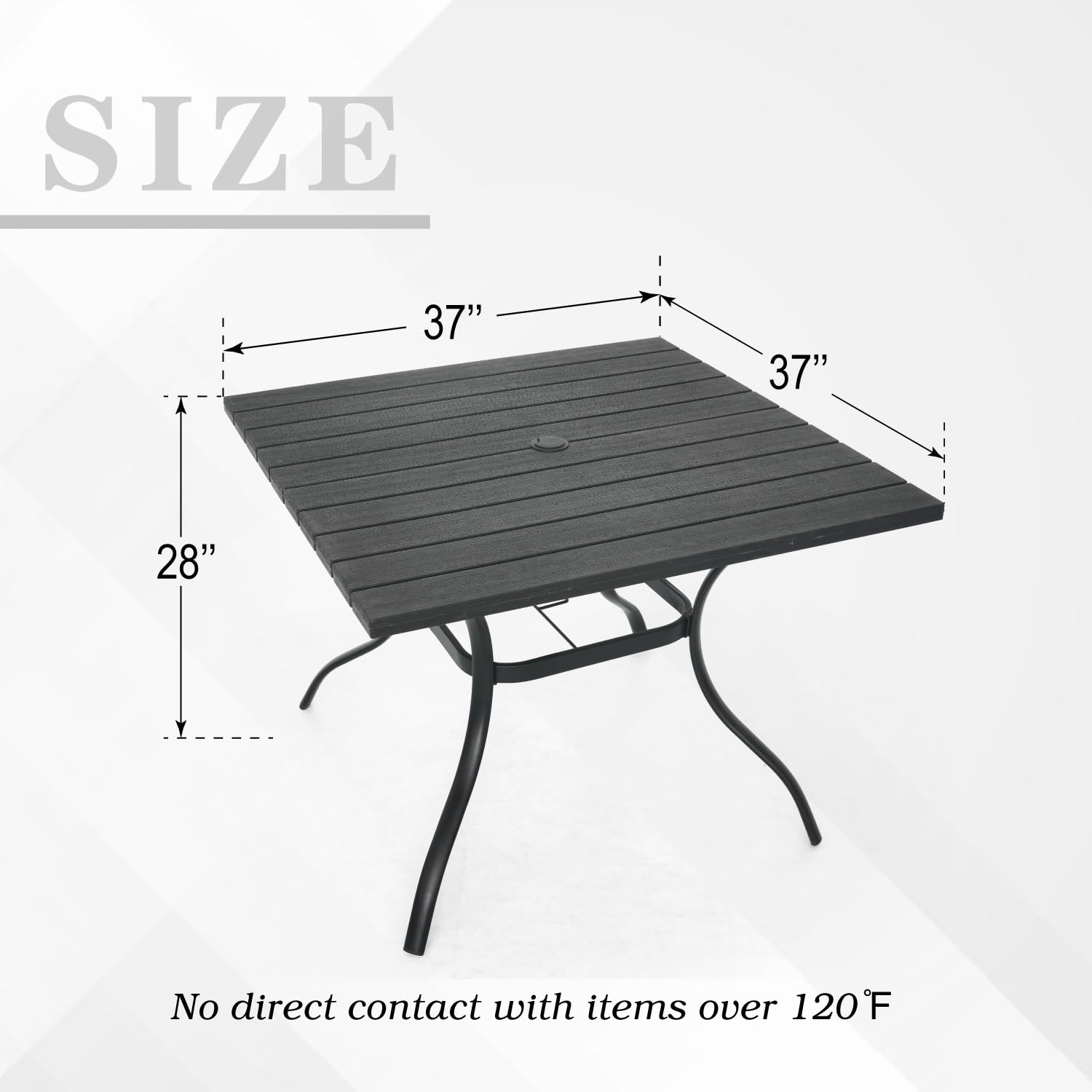 Outdoor Square Plastic Picnic Table with 1.6