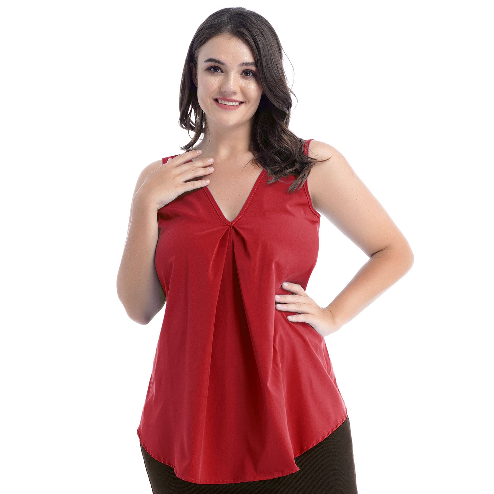 Renvena Women's Plus Size Camisole - Sleeveless Swing Tank Top for Casual Wear