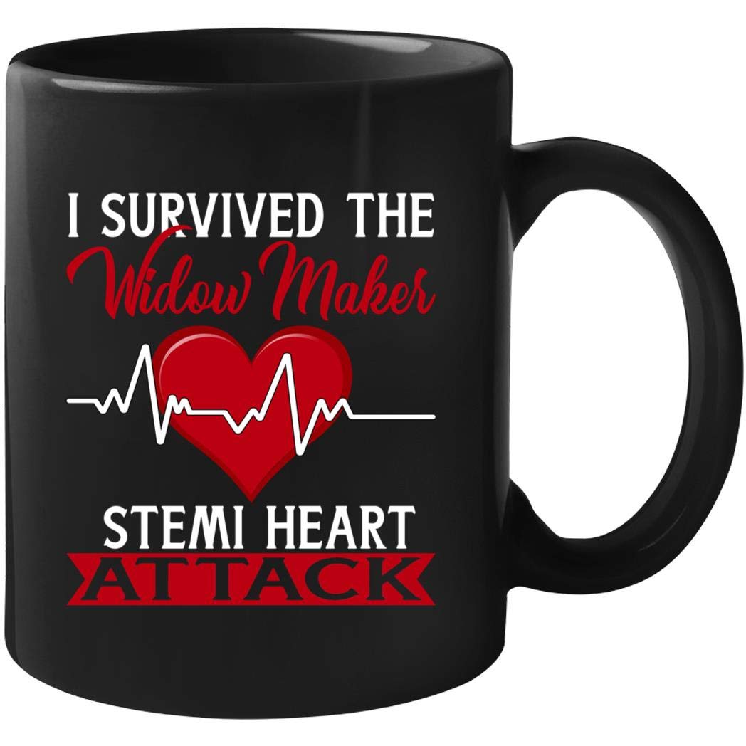 I Survived The WIDOW MAKER STEMI Heart Attack Mug 11oz Black - Inspirational Coffee Cup for Heart Attack Survivors, Doctors & Nurses - Perfect for Hospitals, Clinics & Home Use