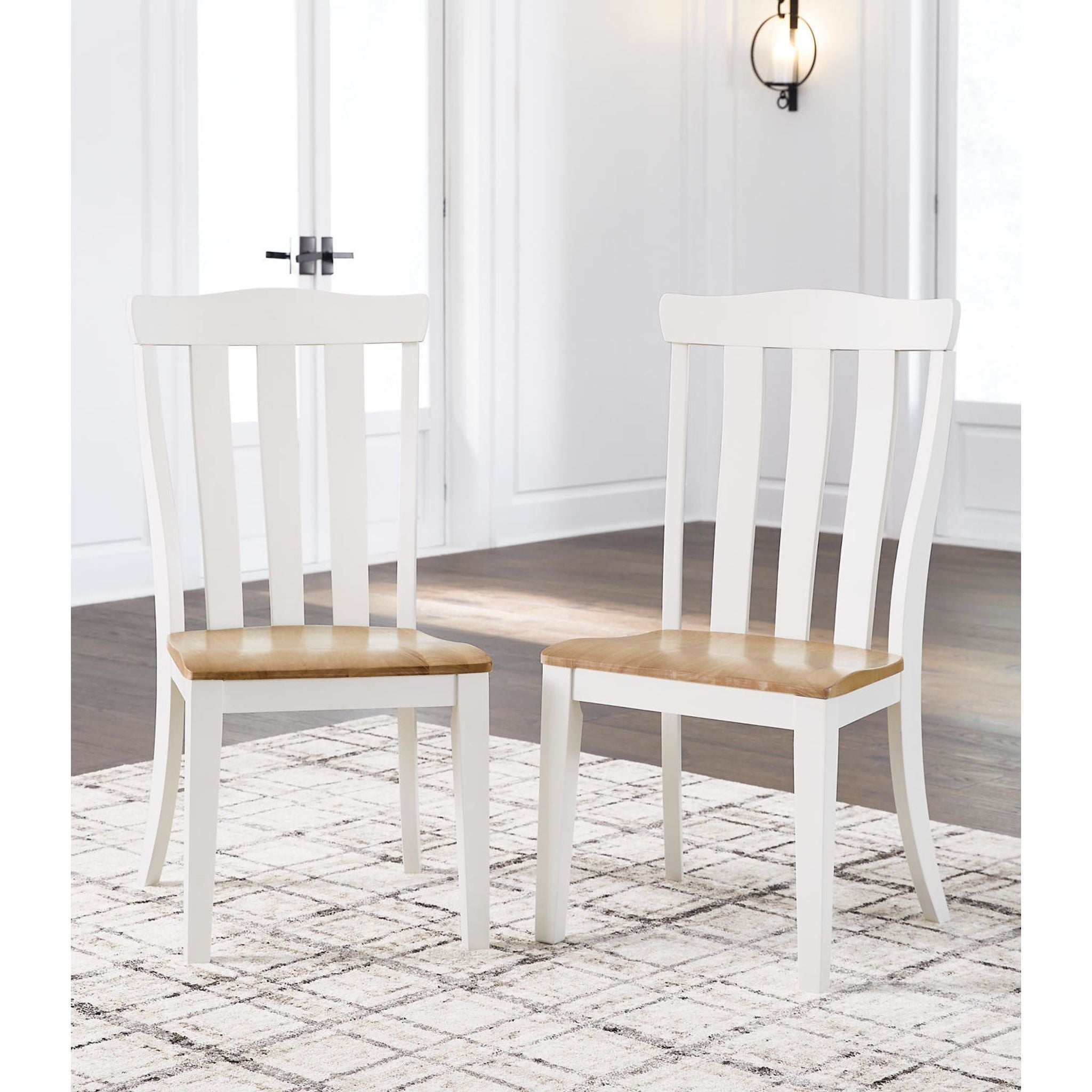 Ashbryn Modern Dining Chair - White & Natural Wood Finish (D844-01) - Perfect for Kitchen, Dining Room, and Breakfast Nook