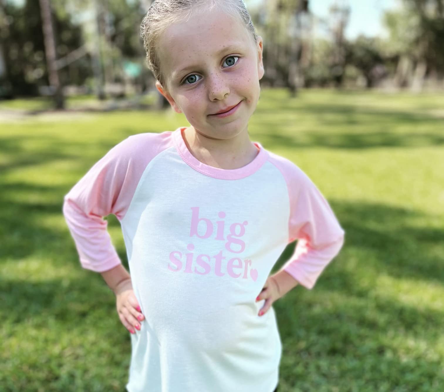 Big Sister & Little Sister Matching Sibling Reveal T-Shirts for Girls - Cute Toddler Baby Announcement Outfits - Perfect for Gender Reveal Parties & Family Photos