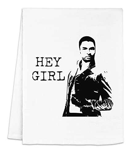 Funny Kitchen Towel - Hey Girl Flour Sack Dish Towel | Absorbent & Durable | Perfect Housewarming Gift (White/Gray) | Ideal for Cooking, Cleaning & Kitchen Decor