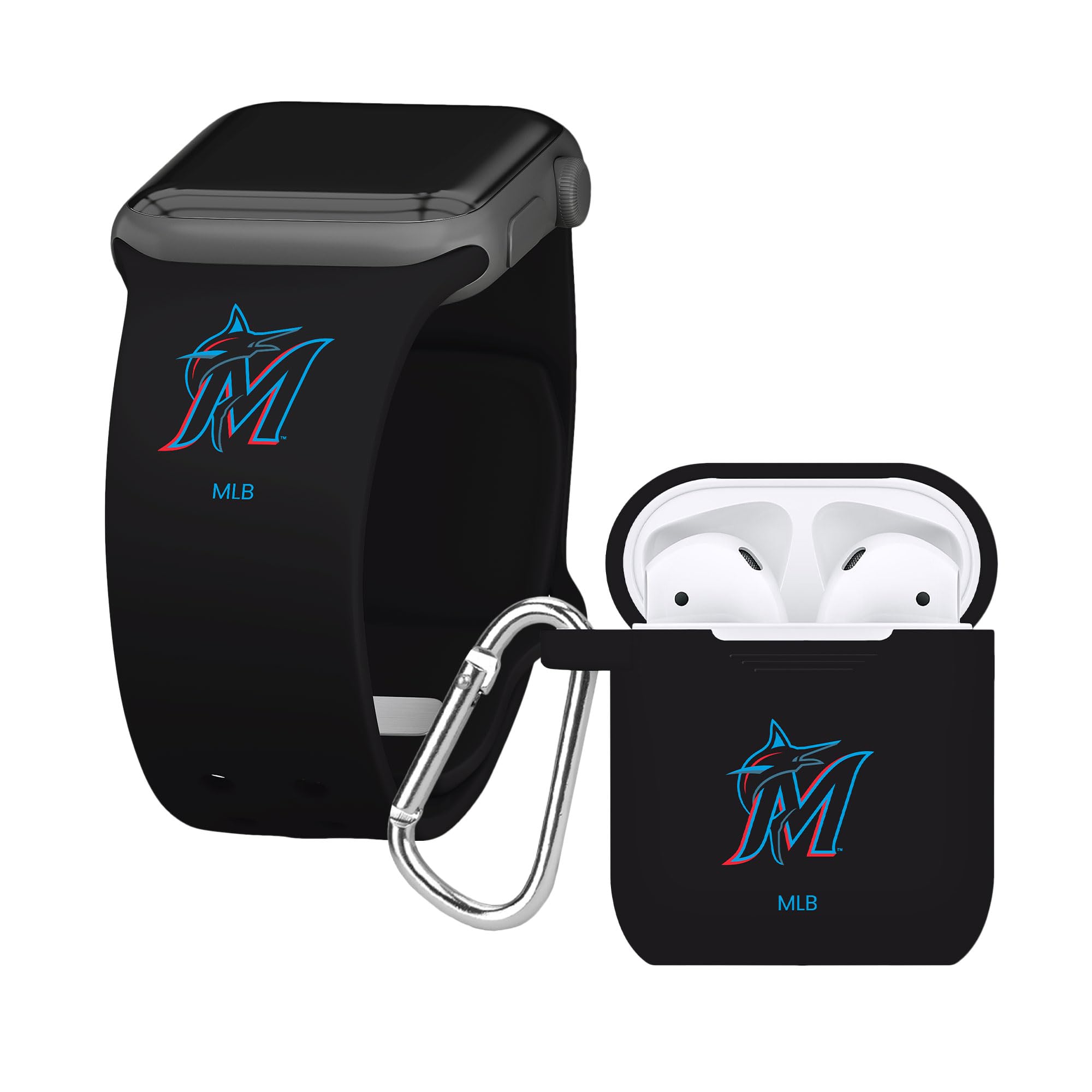 Miami Marlins Silicone Watch Band for Apple Watch & Airpods Case - Sports & Gym Use