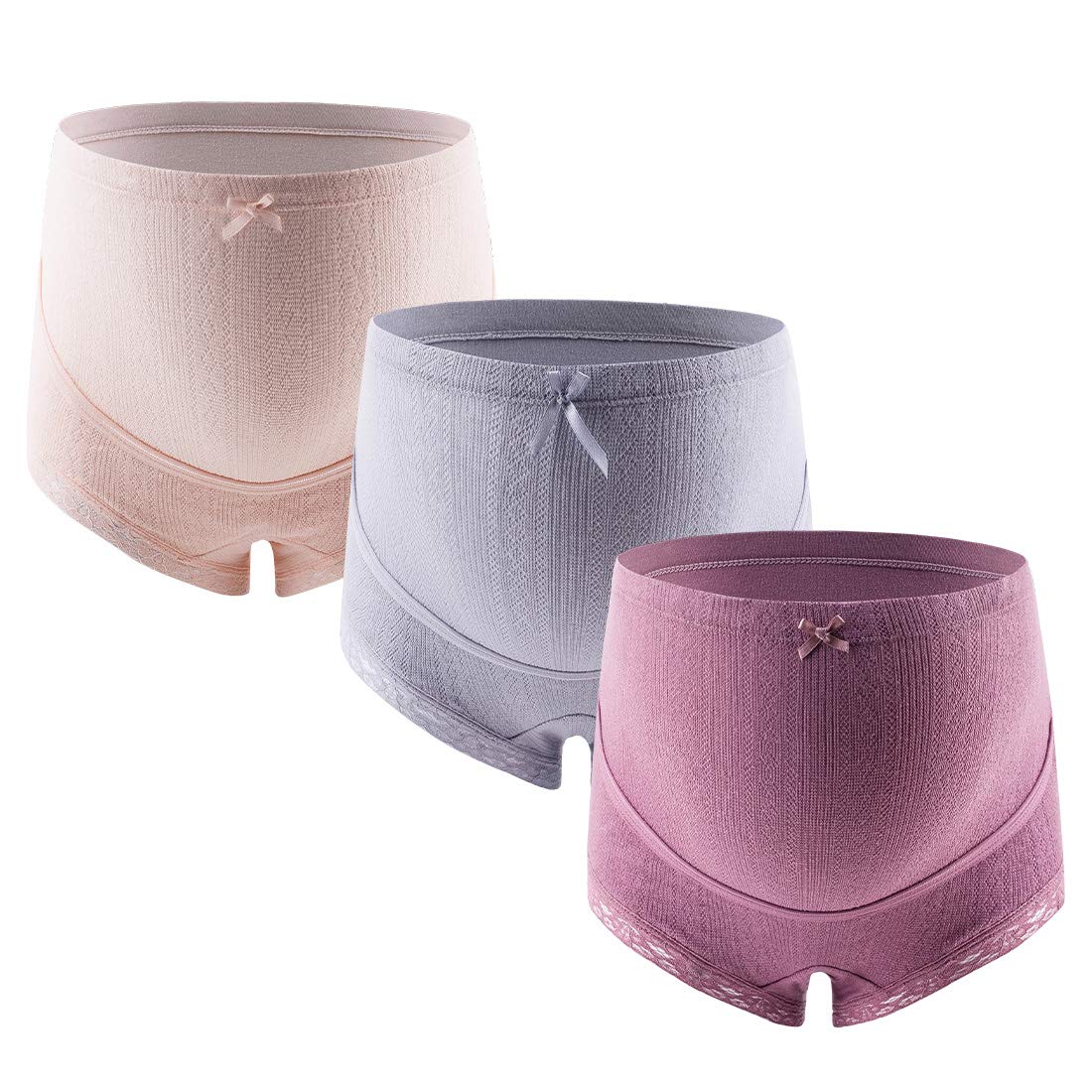 FEOYA Women's Maternity Underwear - Over Bump Cotton Pregnancy Panties, Plus Size High Waist Seamless Briefs (3 Pack) - Comfortable for Daily Wear & Sleeping During Pregnancy