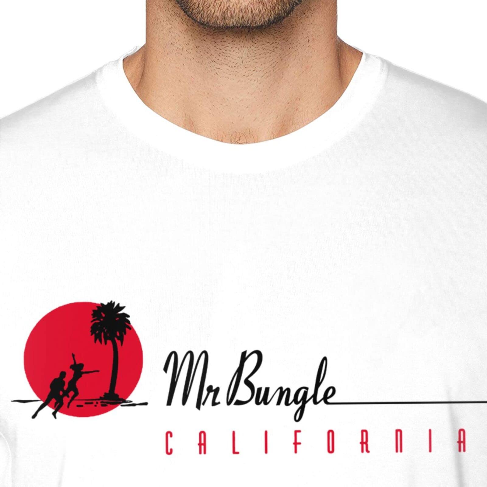 Mr Bungle California Graphic T-Shirt for Men - Soft Cotton Summer Crew Neck Short Sleeve Tee - White Casual Shirt for Concerts, Beach Outings & Streetwear Fashion