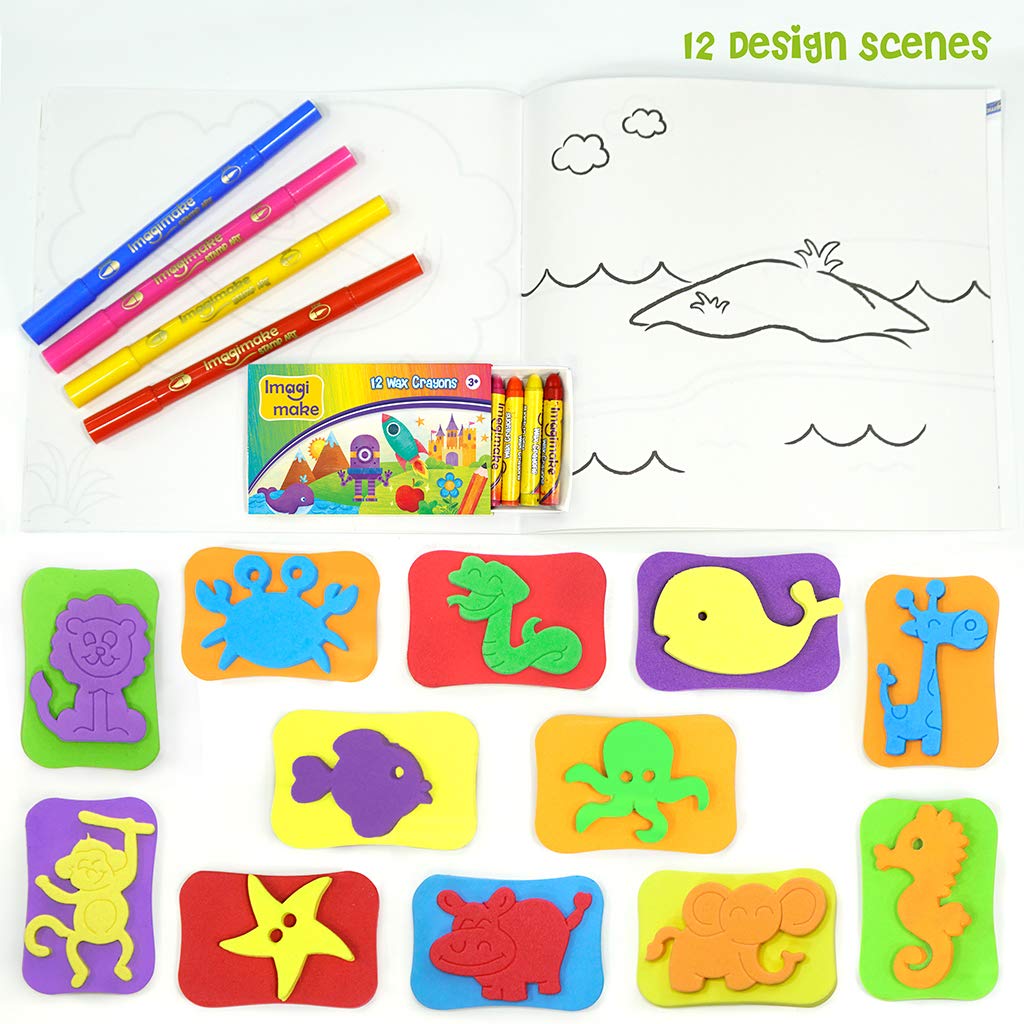 Imagimake Animal Stamp Art Kit for Kids Ages 3-5 | Easter Crafts with Washable Ink & Blending Pens | Creative Stamping Toys for Toddlers | Perfect Easter Gift for Boys & Girls | Fun Classroom & Birthday Party Activity
