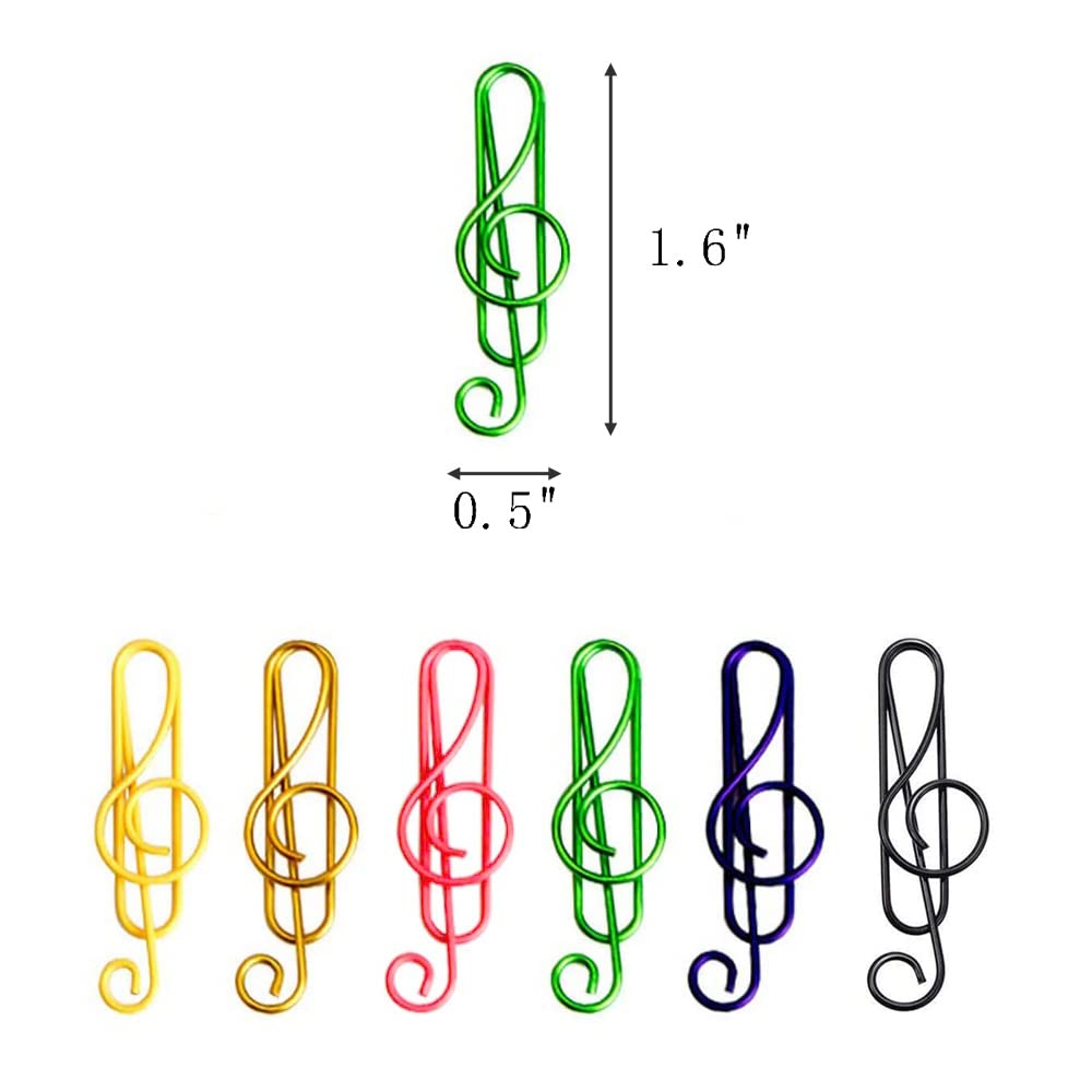 100 Pieces Music Note Paper Clips - Cute Musical Note Shaped Clips for Office, School, Desk Organization - Perfect for Bookmarking, Crafting & Gift Wrapping (Black & Silver)
