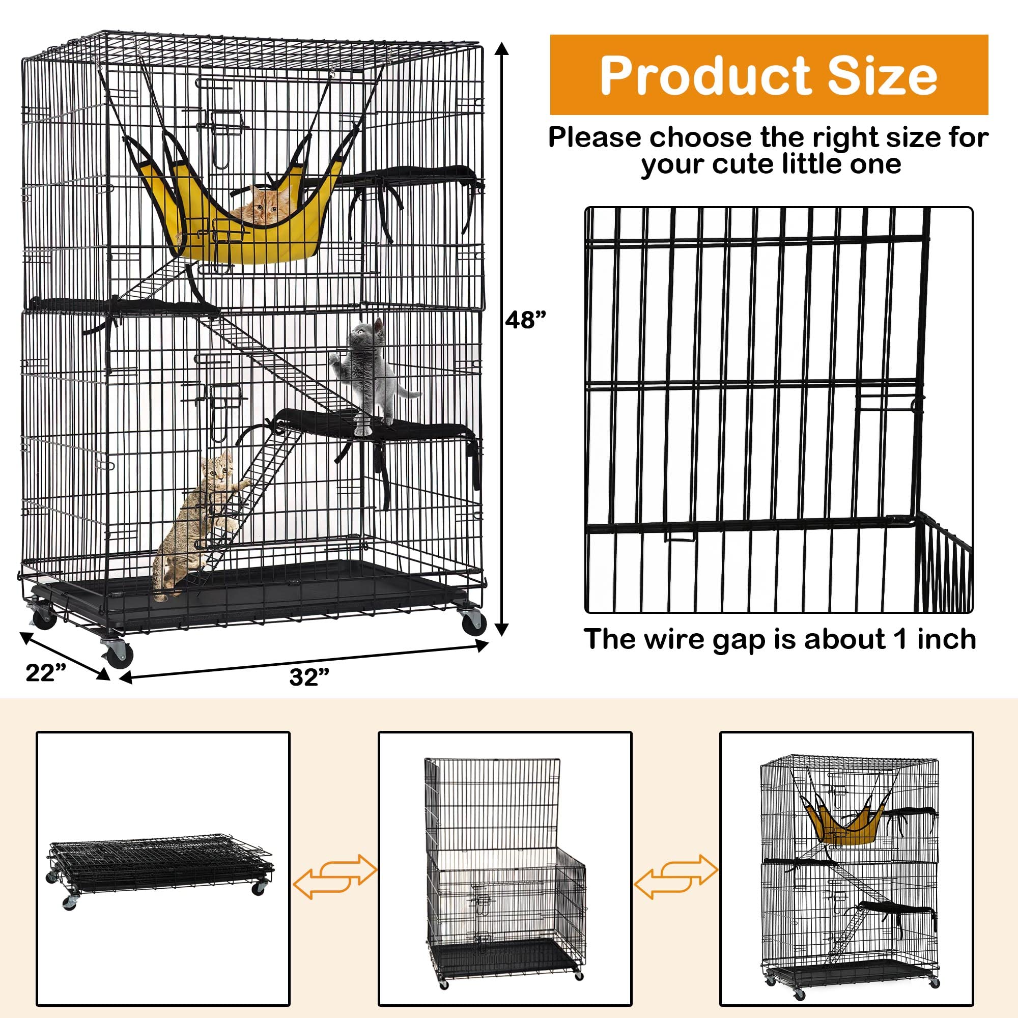 4-Tier Large Cat Cage 48