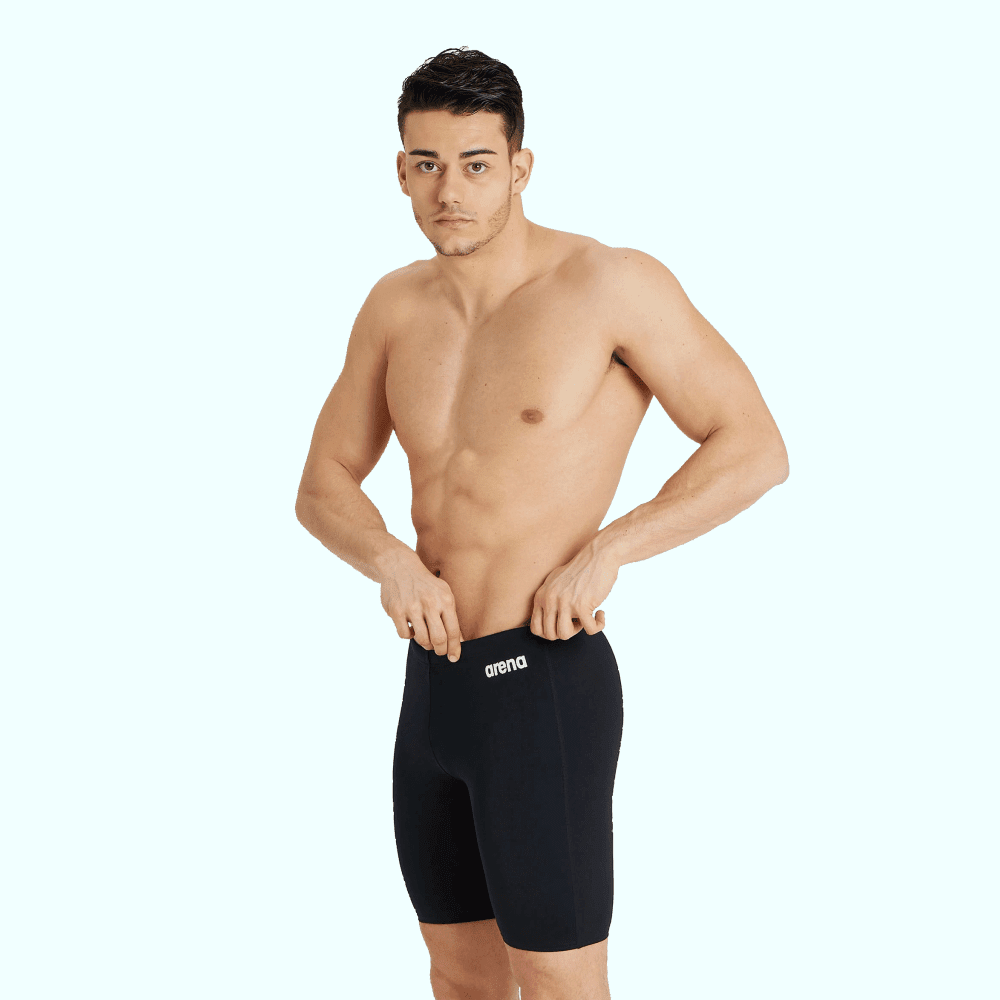 Arena Men's Team Swim Solid Jammer - Black/White | Competitive Swimwear for Training & Racing | Perfect for Pool & Open Water Swimming