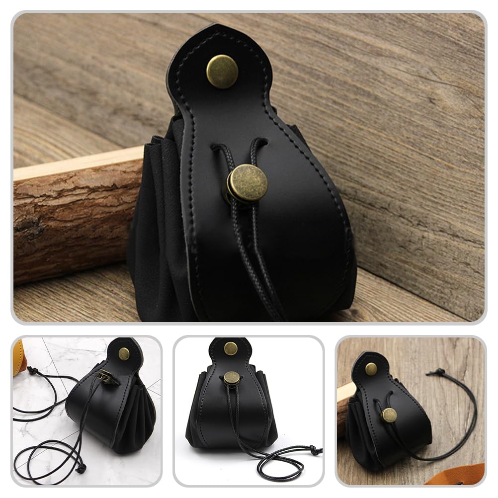 Genuine Leather Dice Storage Bag with Drawstring & Button - Decorative Tray for D&D Dice, Jewelry, Coins & Accessories | Perfect for Tabletop Gaming, Travel & Organizing Small Items