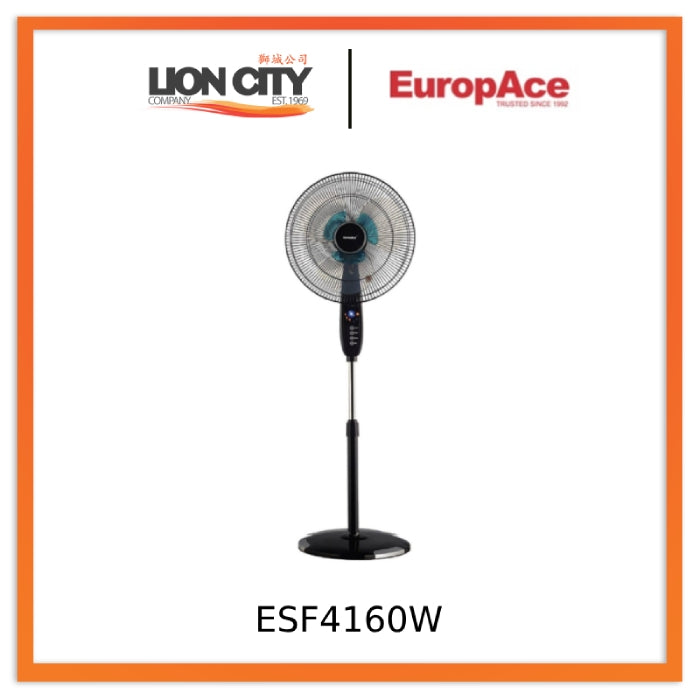 Europace ESF4160W 16-Inch Double Blade Stand Fan with Remote Control - Quiet Cooling for Home, Office & Bedroom