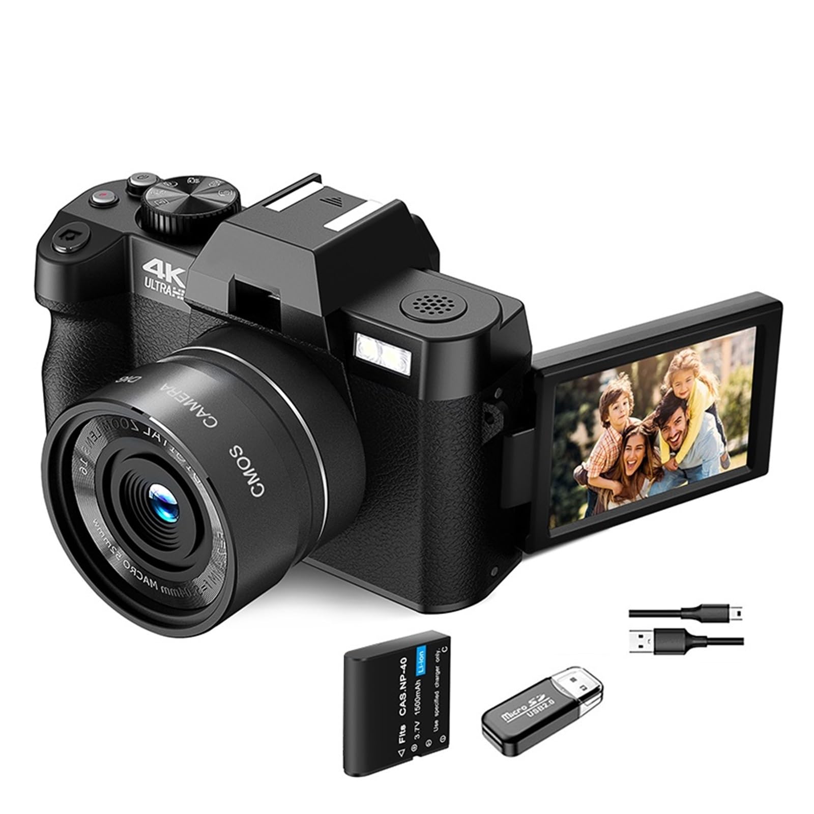 4K WiFi Digital Camera with Flip Screen - 48MP Vlog Camcorder for Travel & YouTube