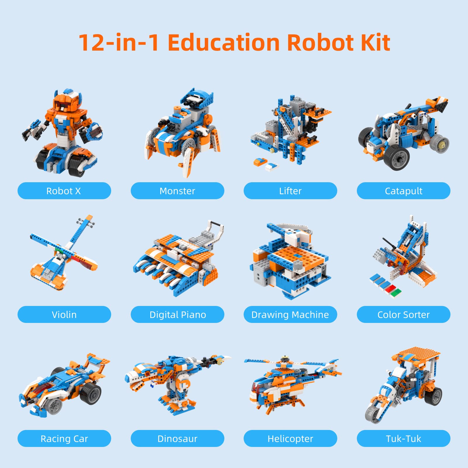 12-in-1 STEM Robotics Kit - Programmable Robot Building Set with APP Remote Control | 600pcs Educational Coding Toys for Kids Ages 8-12 | Perfect for Birthday Gifts, School STEM Projects & Family Bonding Activities