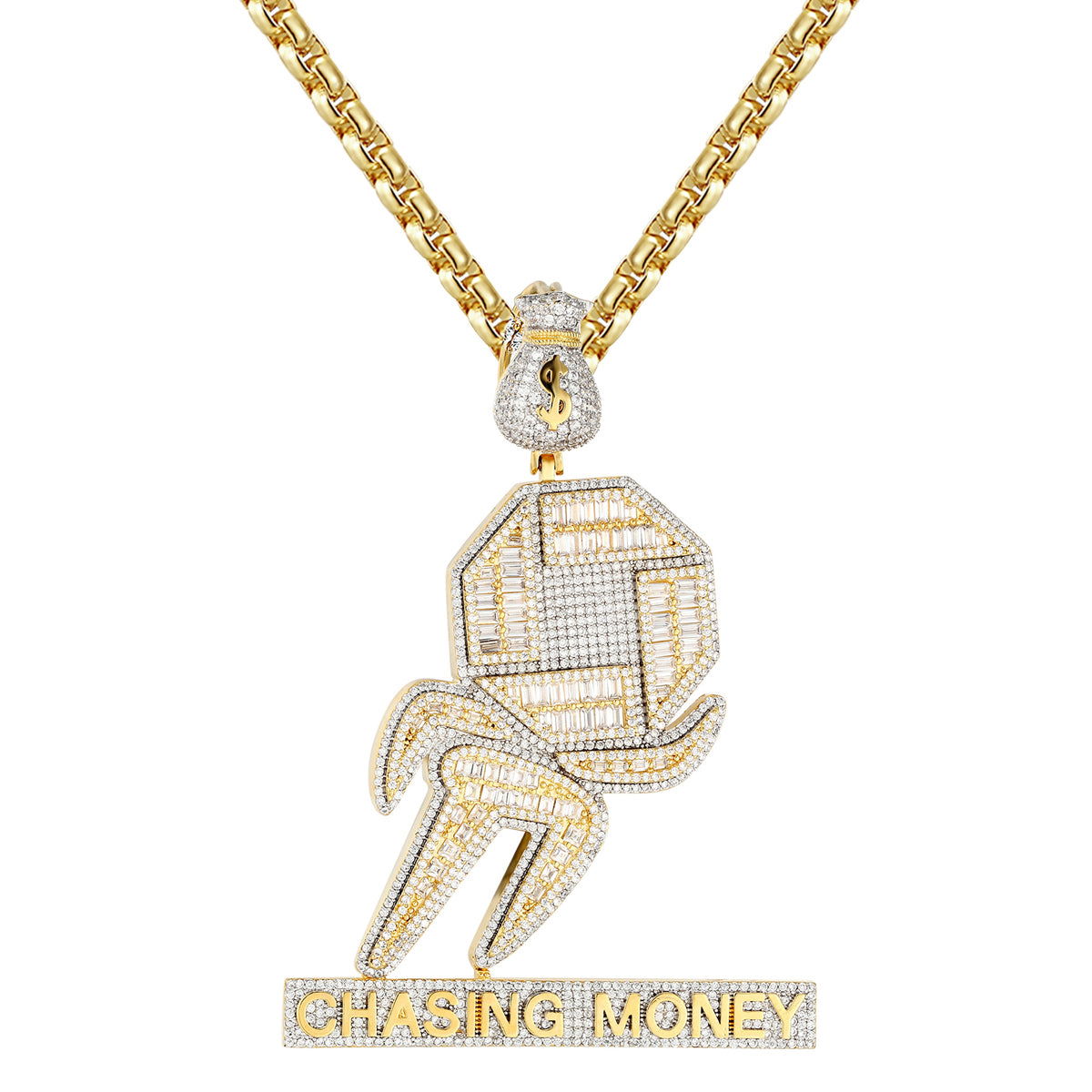 Icy Tennis Chain Pendant - 14K Gold Plated Dollar Sign Necklace for Men & Women | Perfect for Hip-Hop Fashion, Streetwear & Gift Giving
