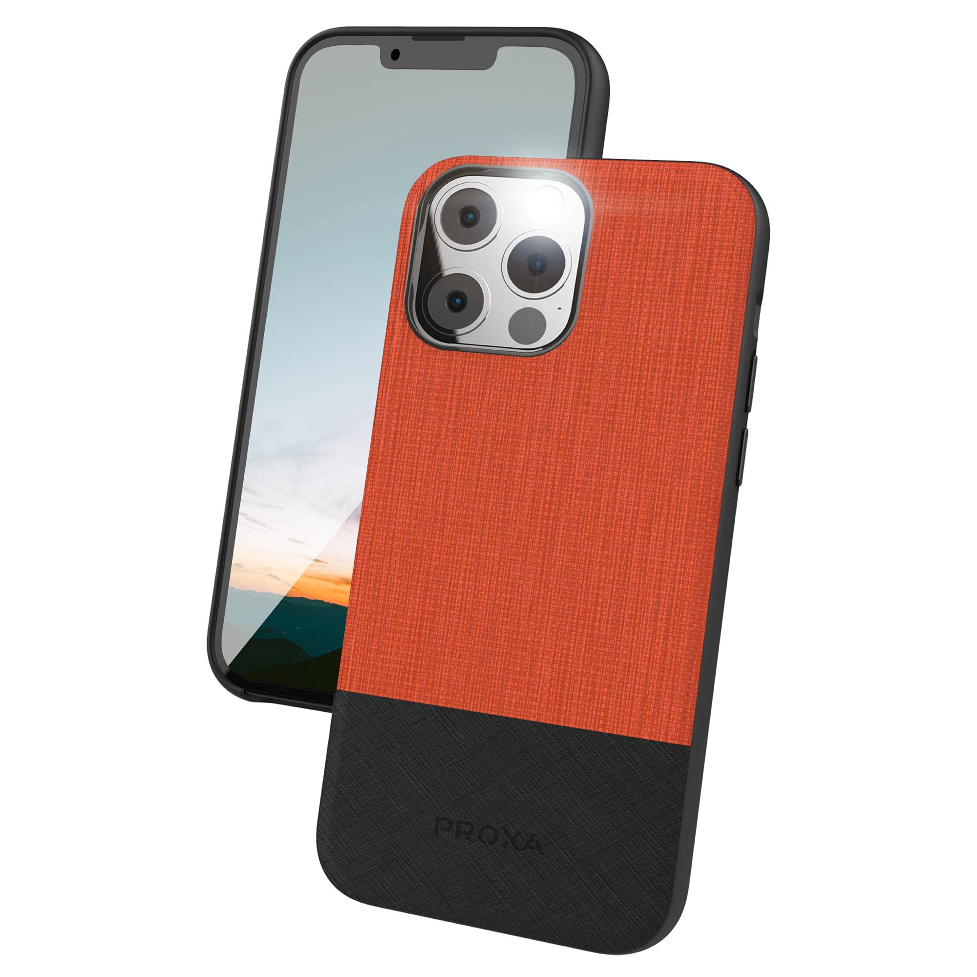 PROXA Magnetic Shockproof Case for iPhone 13 Pro (6.1 inch) - MagSafe Compatible, Non-Slip Protective Cover with Scratch Resistant Hard Back & TPU Frame - Perfect for Work, Travel and Outdoor Activities (Orange)