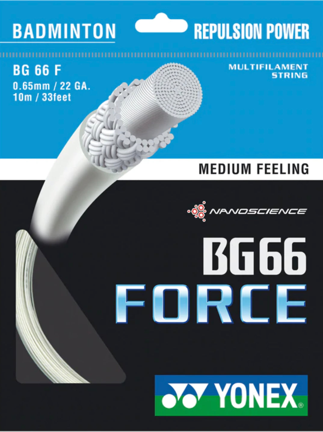 Yonex BG 66 Force Badminton String - High Performance White Badminton Racket String for Professional Players - Perfect for Tournaments & Training Sessions