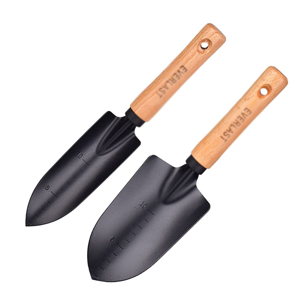Carbon Steel Garden Shovel with Wooden Handle - Durable Flower Planting Tool for Gardening & Landscaping