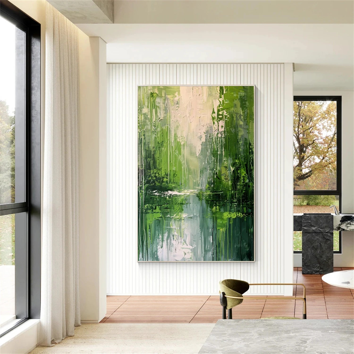 Blue & Green Abstract Wall Art Print #BG116 - Modern Canvas Painting for Living Room, Bedroom & Office Decor