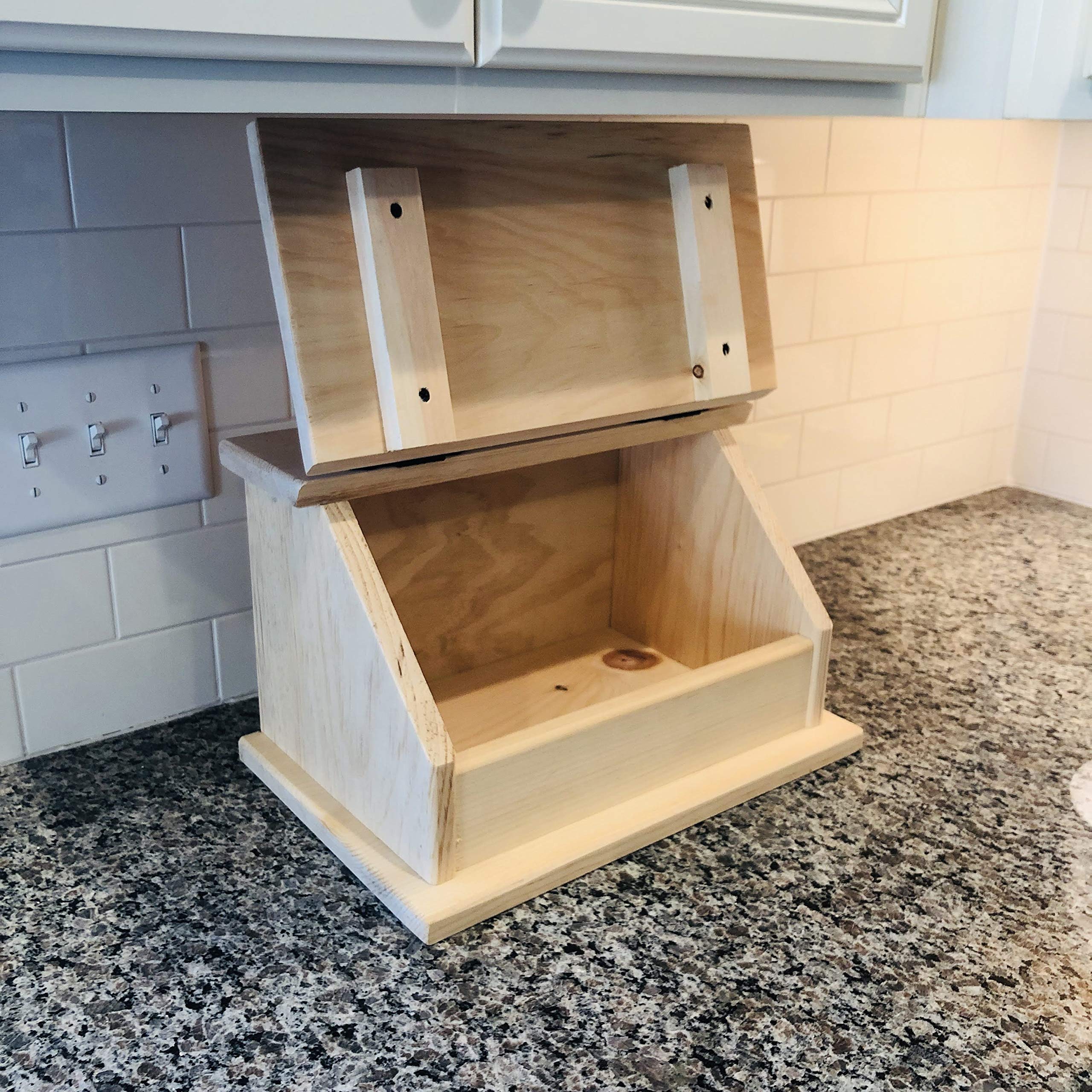 Handmade Wood Bread Box - Farmhouse Kitchen Storage Organizer for Bread, Snacks & Dry Food | Amish Crafted in USA | Perfect for Countertop Organization & Rustic Home Decor