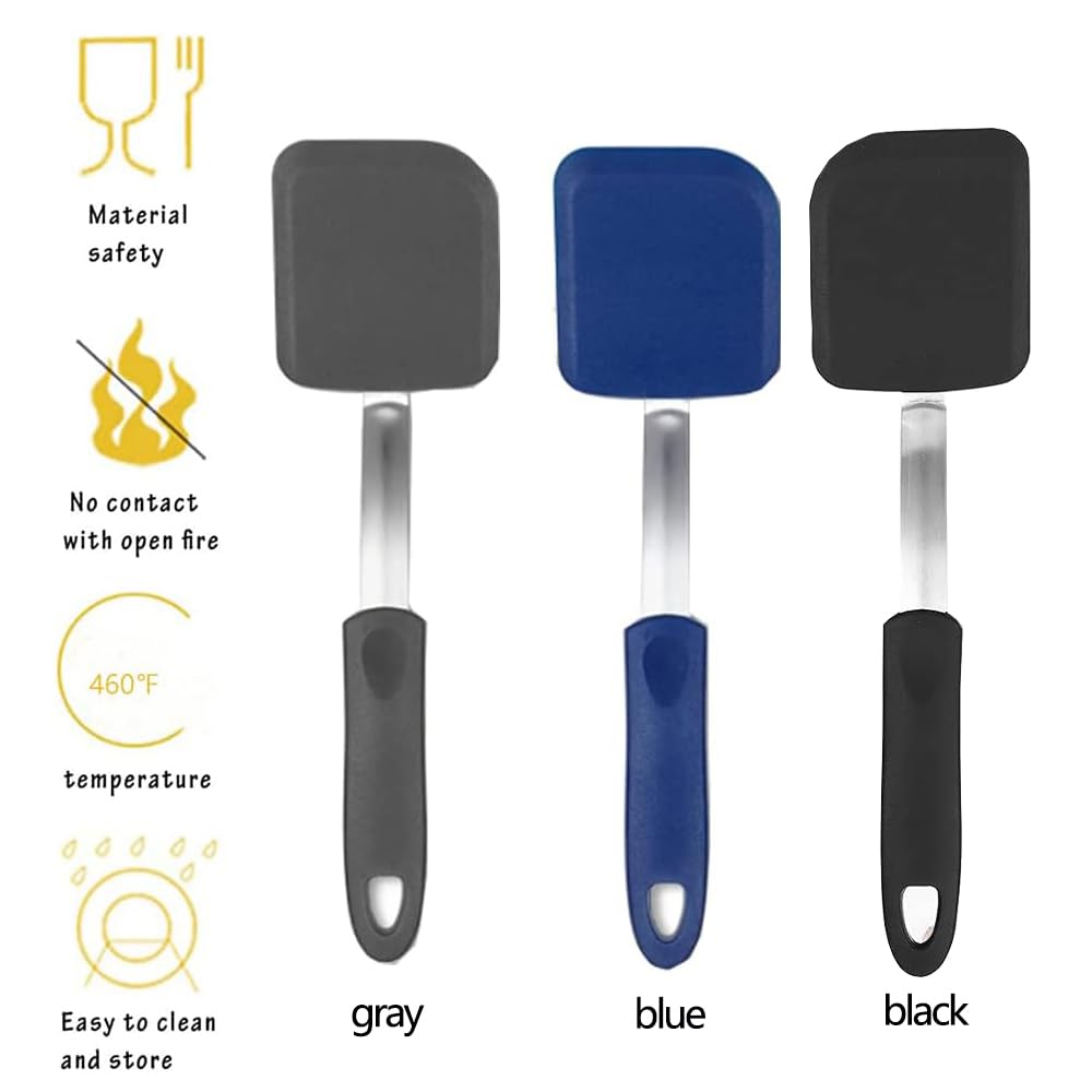 BSL® 3-Pack Small Silicone Spatulas - Flexible Brownie Turner, Heat Resistant & Non-Scratch Cookie Flipper for Nonstick Cookware - Perfect for Baking, Eggs, Pancakes & Delicate Desserts
