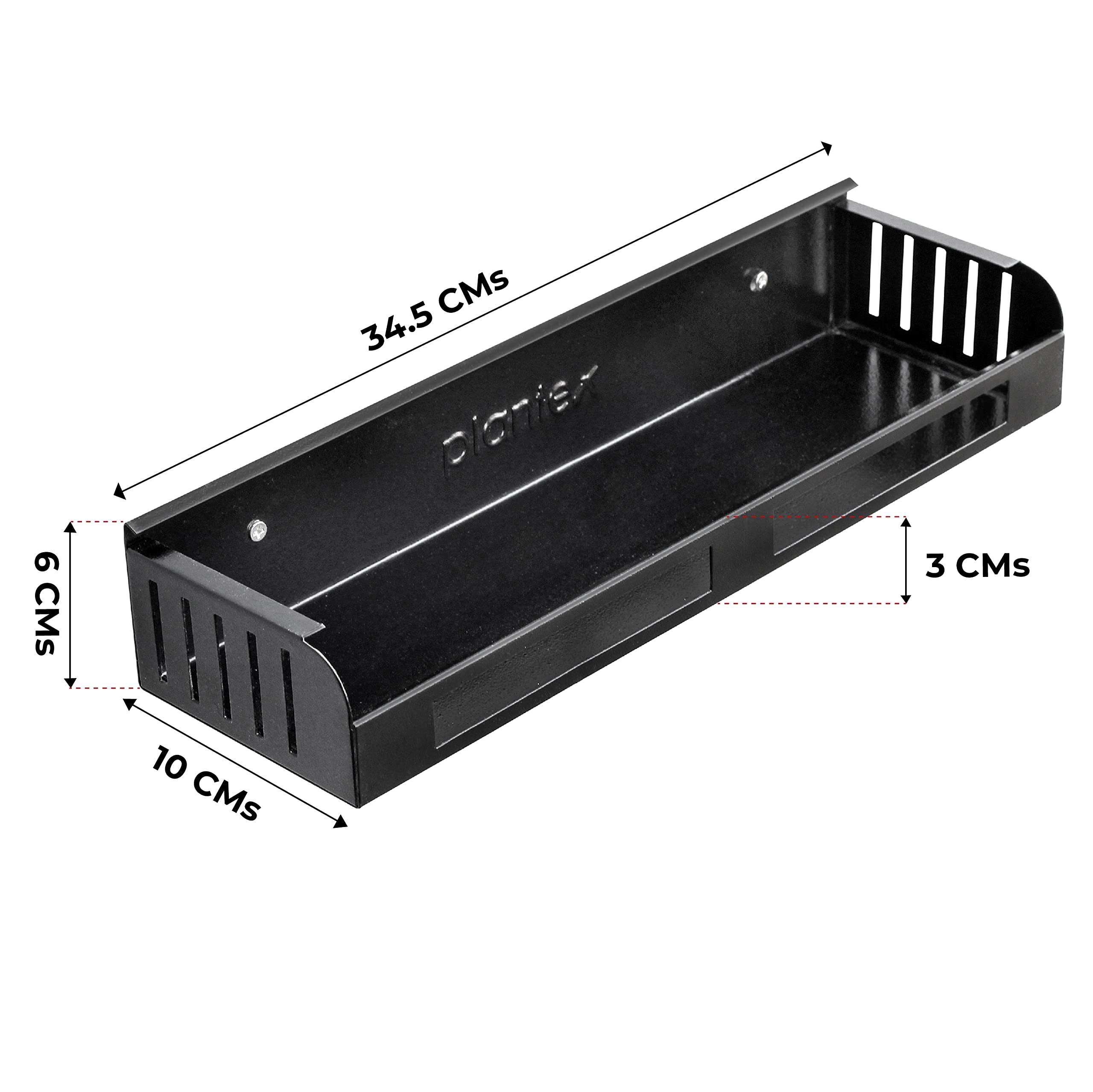 Plantex GI Metal Bathroom Shelf & Kitchen Organizer Rack - 14 x 5 Inches, Black | Space-Saving Storage Solution for Bathroom Accessories & Kitchen Utensils