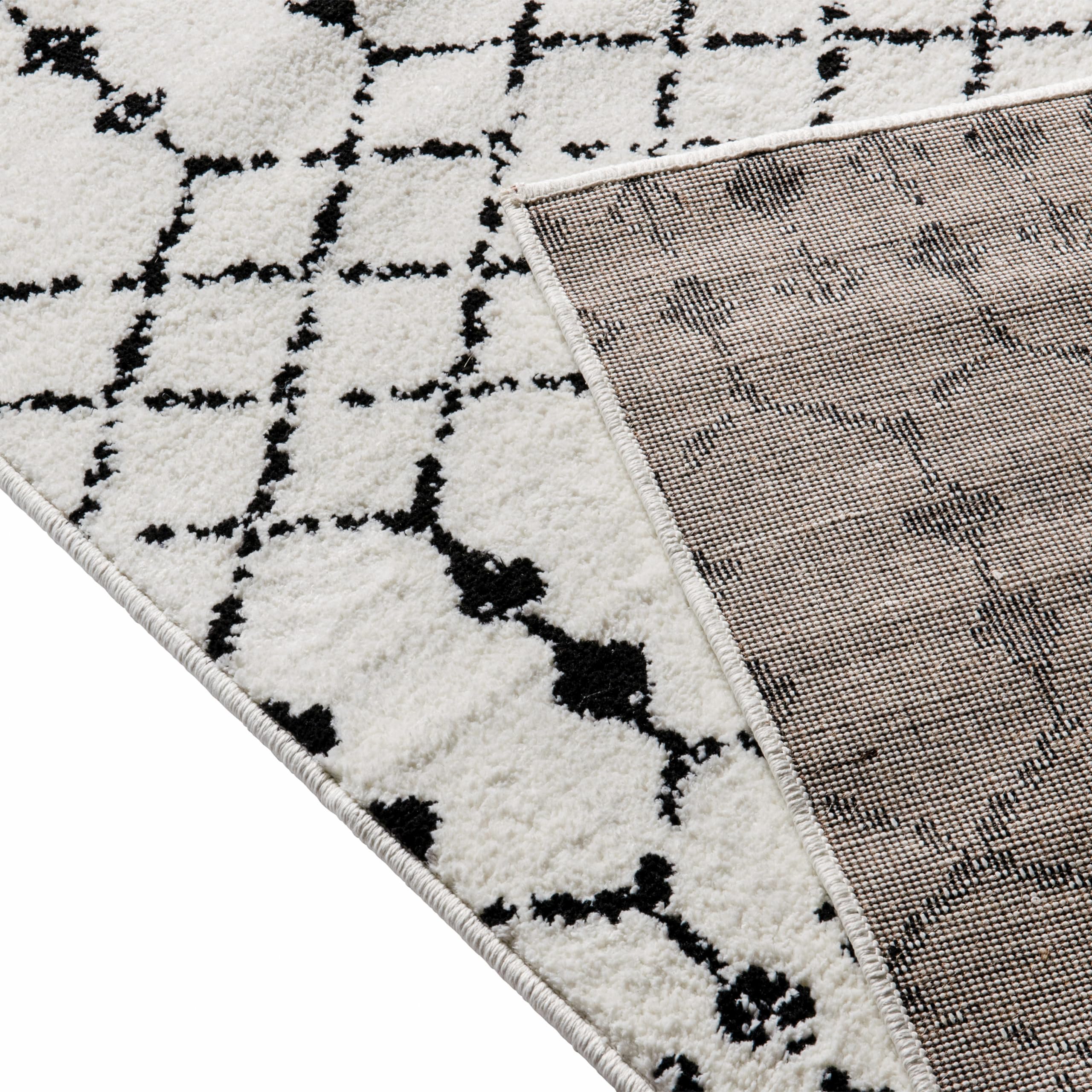 Merrick Lane Geometric Design Polyester Area Rug - Ivory & Black - 8' x 10' Indoor Rug for Living Room, Bedroom & Office - Soft & Durable Modern Home Decor