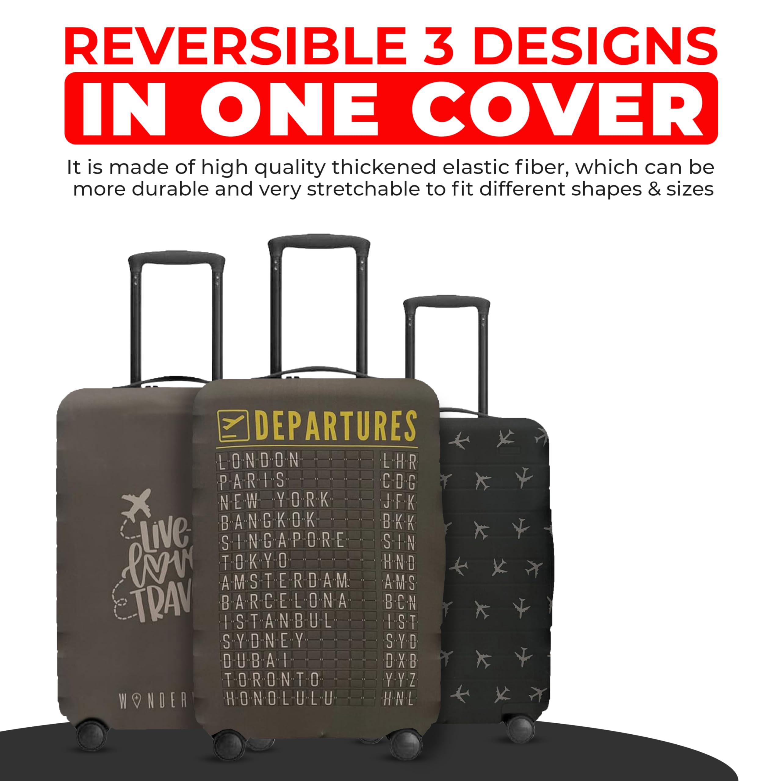 Reversible Luggage Covers & Protectors - Washable Anti-Scratch Suitcase Cover for Travel (Charcoal Brown, X-Large 72-78 x 49-54 x 29-33cm) | Perfect for Airplane, Train & Cruise Travel Protection