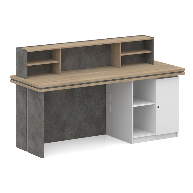 JARIN 1.8M Left Panel Reception Desk in Carbon Grey & White - Modern Office Furniture for Lobby, Hotel, or Corporate Reception Areas